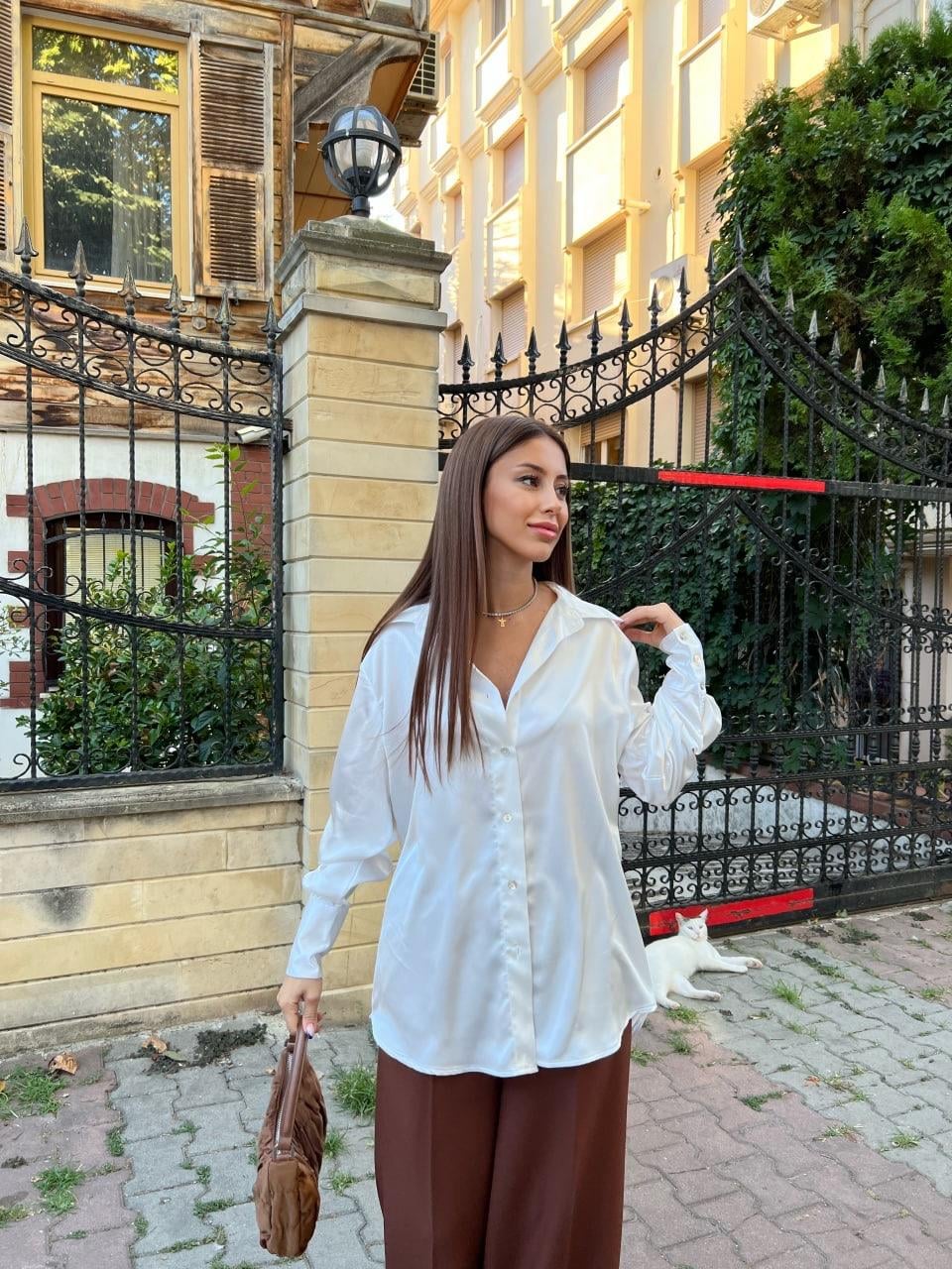 Radica Fashion Saten Gömlek 5901 - Ekru  Bluz & Gömlek