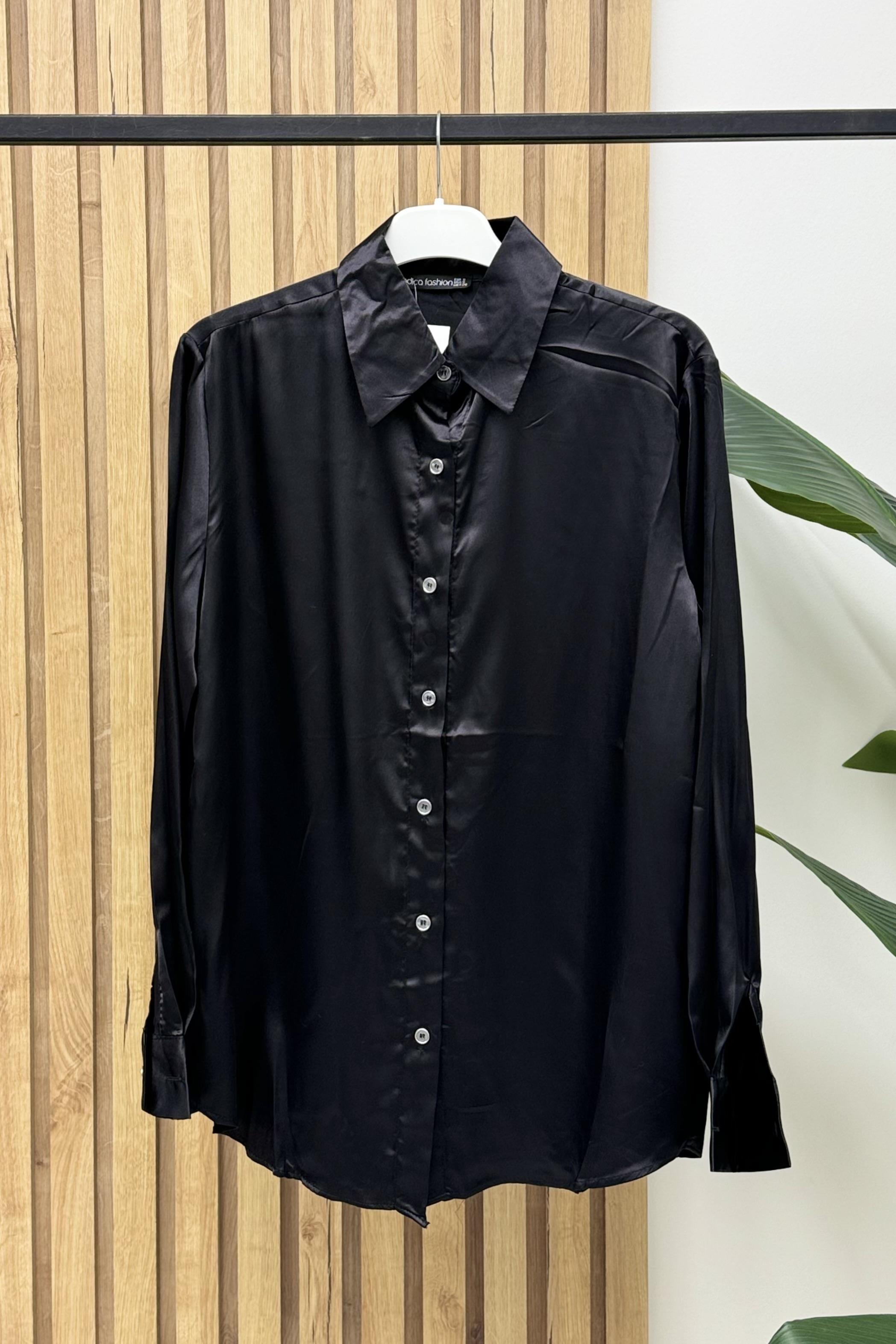 Radica Fashion Saten Gömlek 5901 - Siyah  Bluz & Gömlek