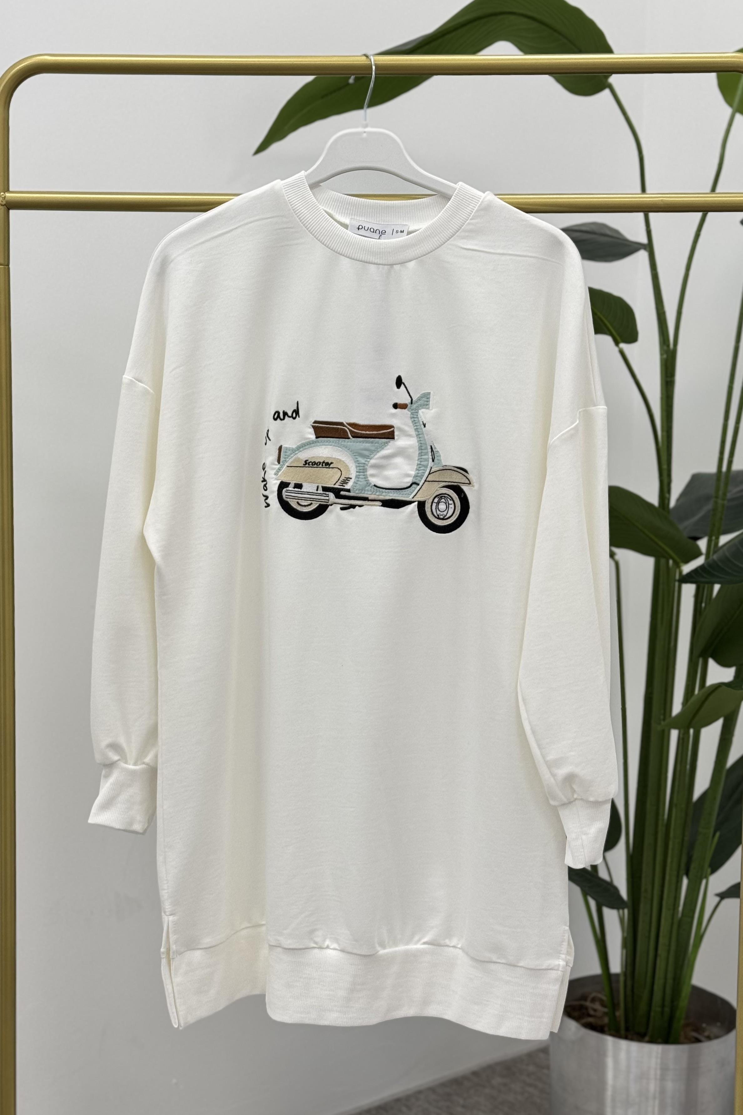 PUANE Scooter Nakış İşlemeli Tunik 10636 - Ekru  Tunik 
