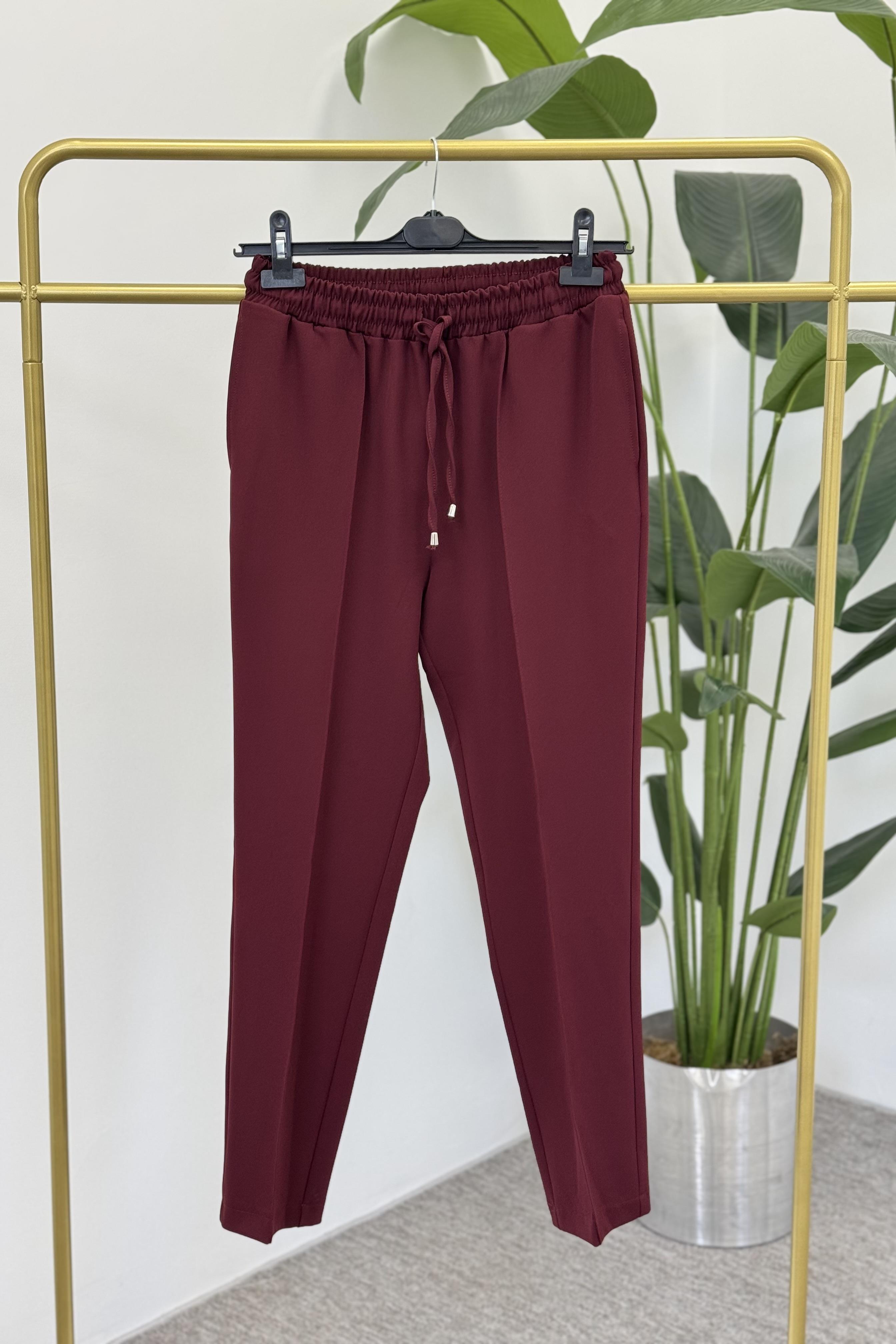 Sentez Sentez 153 Yandan Cepli Bağcıklı Pantolon - Bordo  Pantolon 