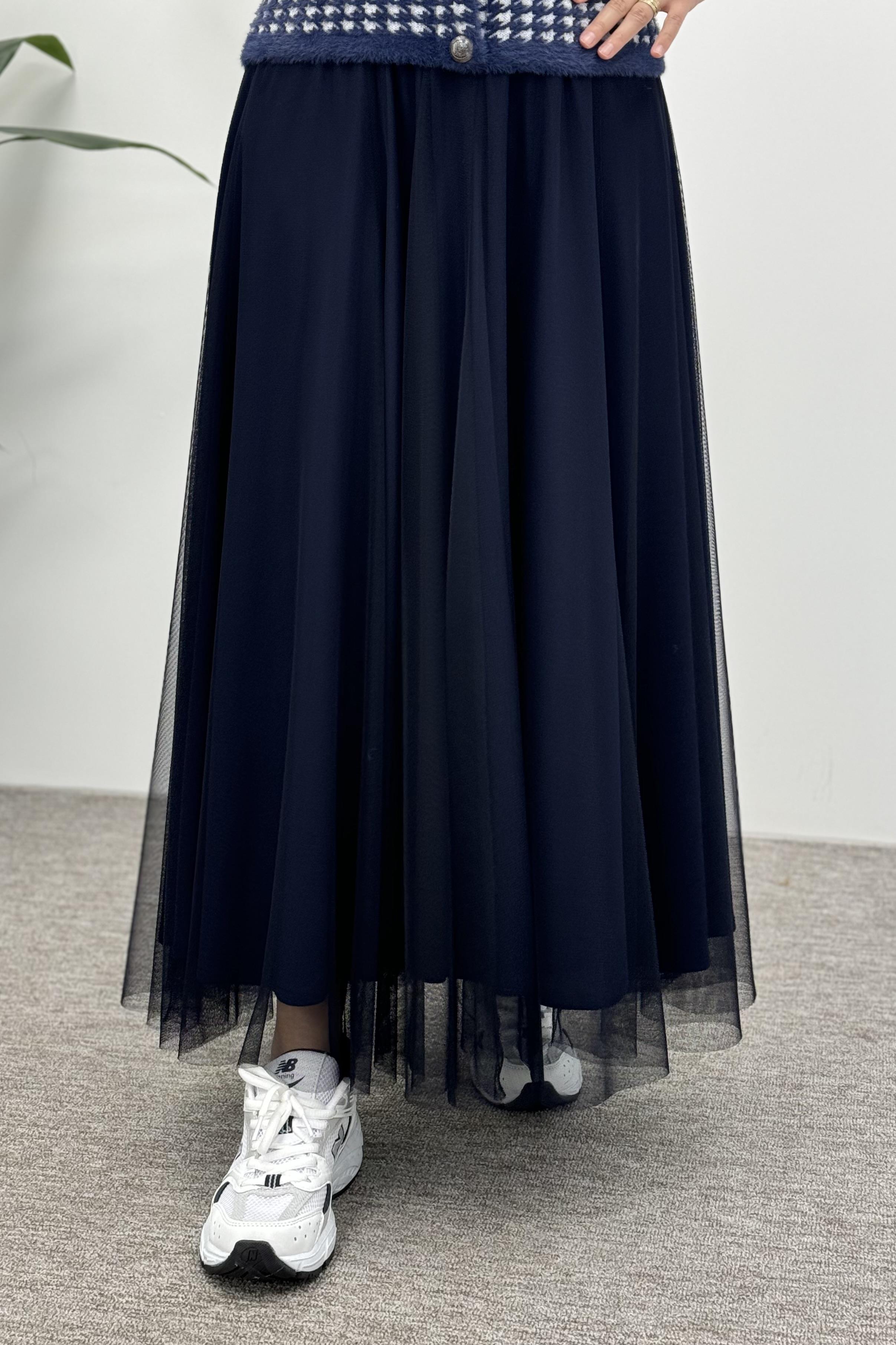 Sentez Sentez 5452 Perry Tütü Kloş Etek - Lacivert  Etek 