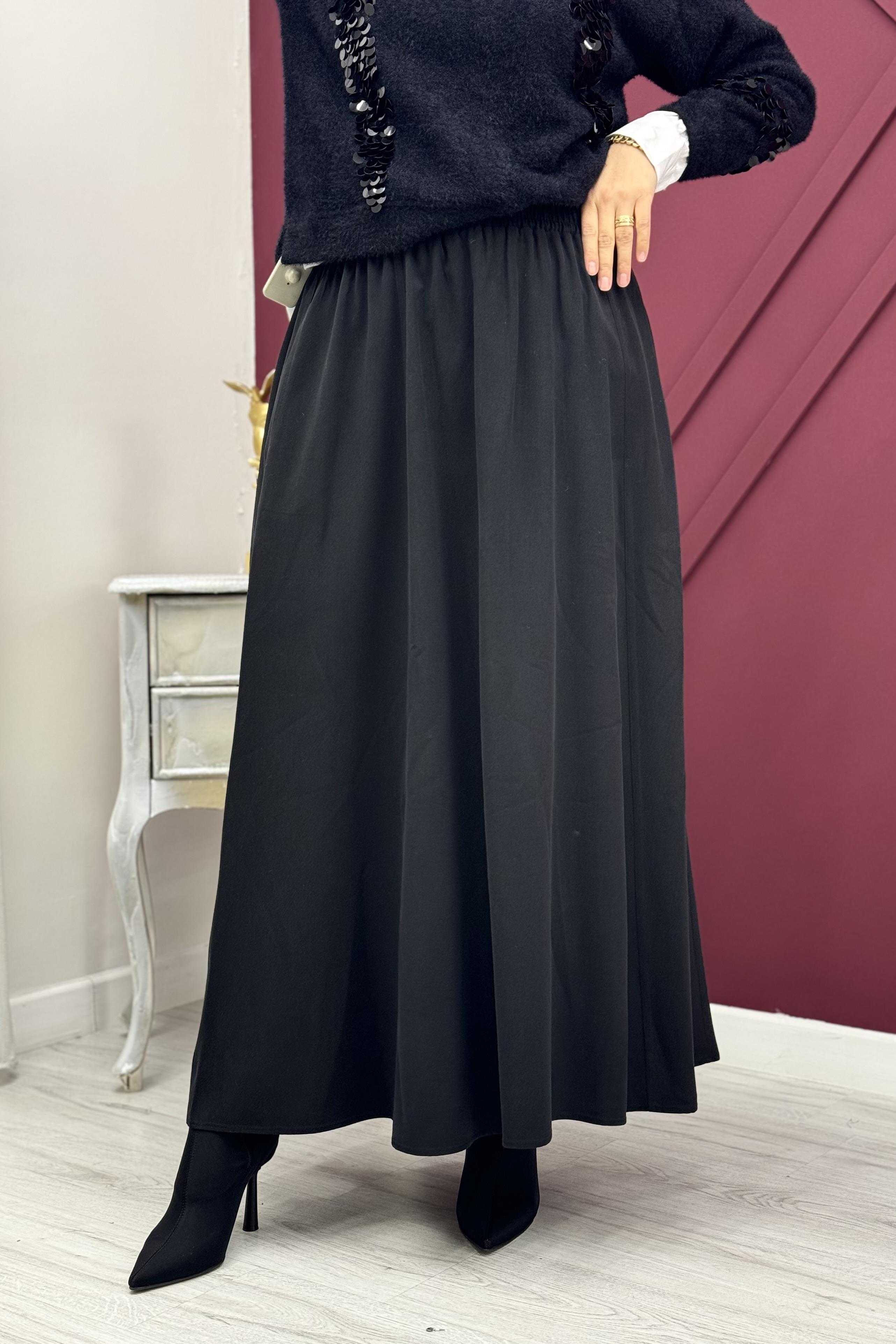 Sentez 5454 Florence Bağcıklı Kiloş Etek - Siyah - Bilen Giyim