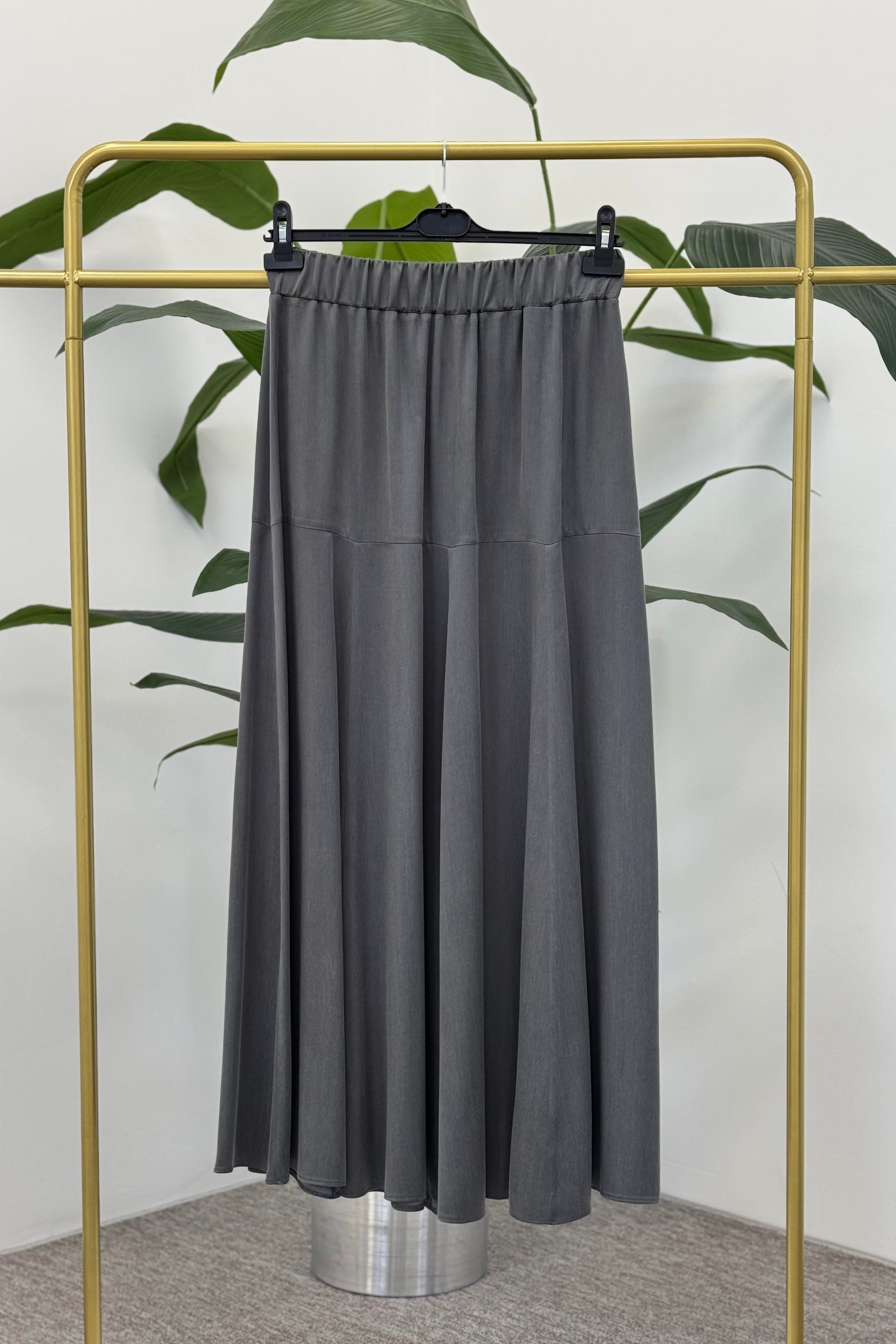 SENTEZ Sentez 5459 Aden İpek Cupra Etek - Gri Sentez 5459 Aden İpek Cupra Etek - Bilen Giyim Etek 