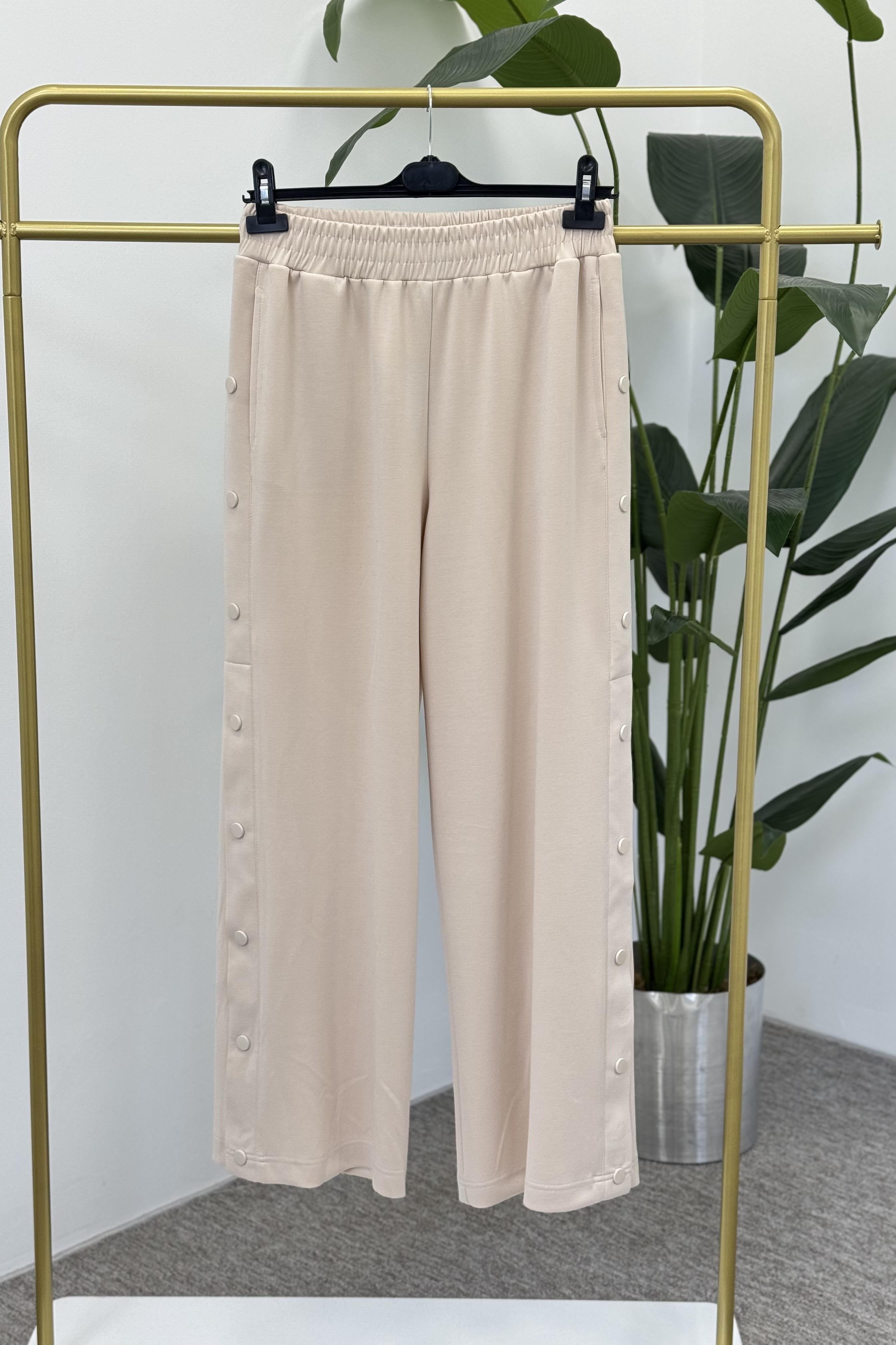 Sentez Sentez 5569 Bambu Geniş Paça Pantolon - Bej  Pantolon 