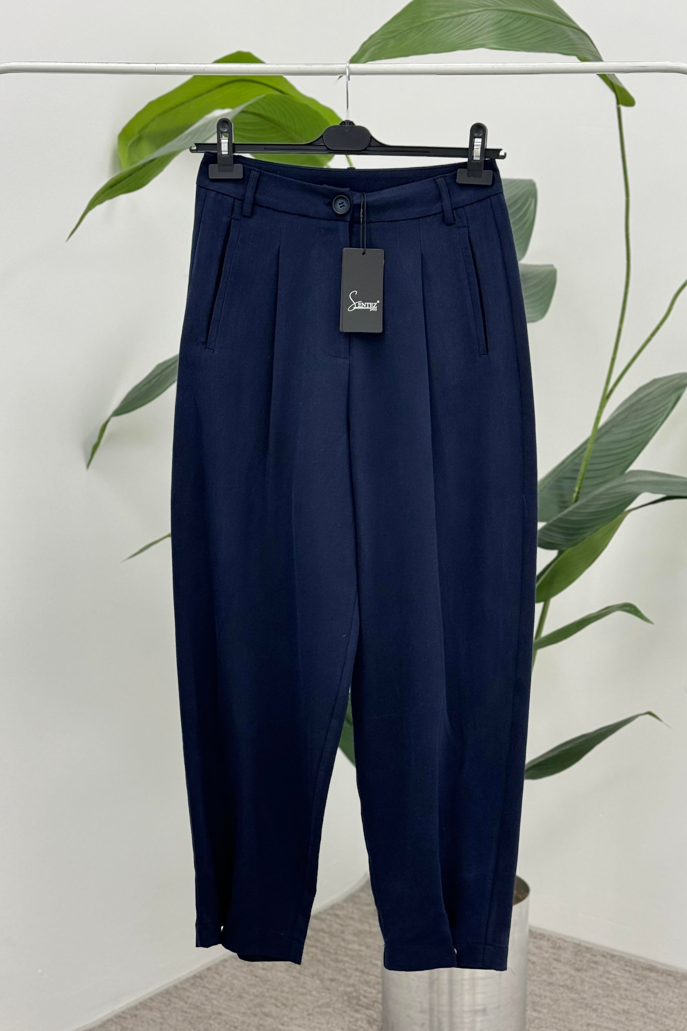 Sentez Sentez 5579 Paçası Çıtçıtlı Pantolon - Lacivert  Pantolon 