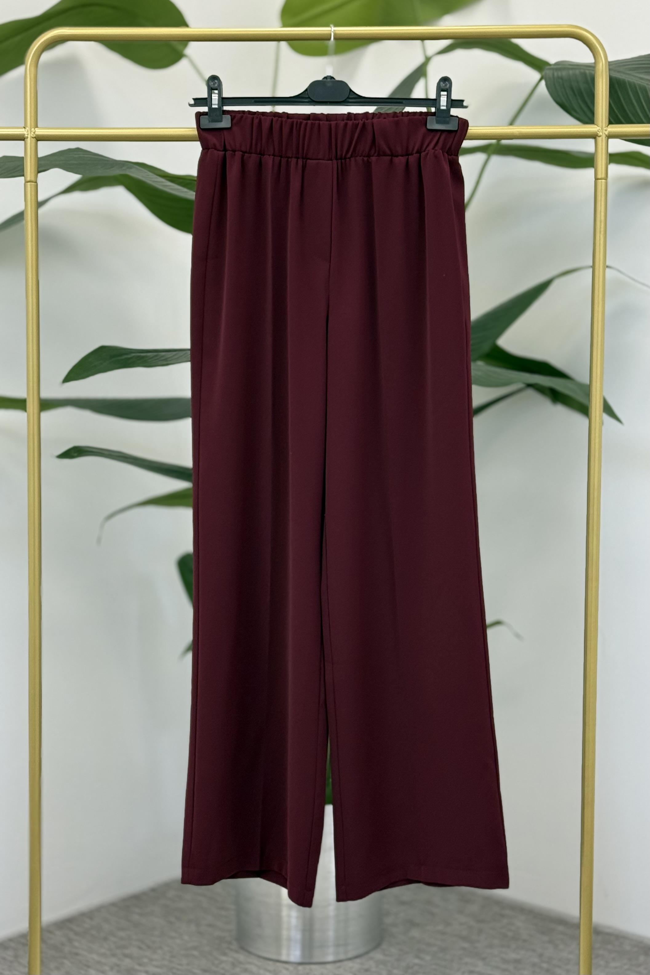 SENTEZ Sentez 5580 Colmar Beli Lastikli Geniş Paça Pantolon - Bordo Sentez 5580 Colmar Beli Lastikli Geniş Paça Pantolon - Bilen Giyim Pantolon 