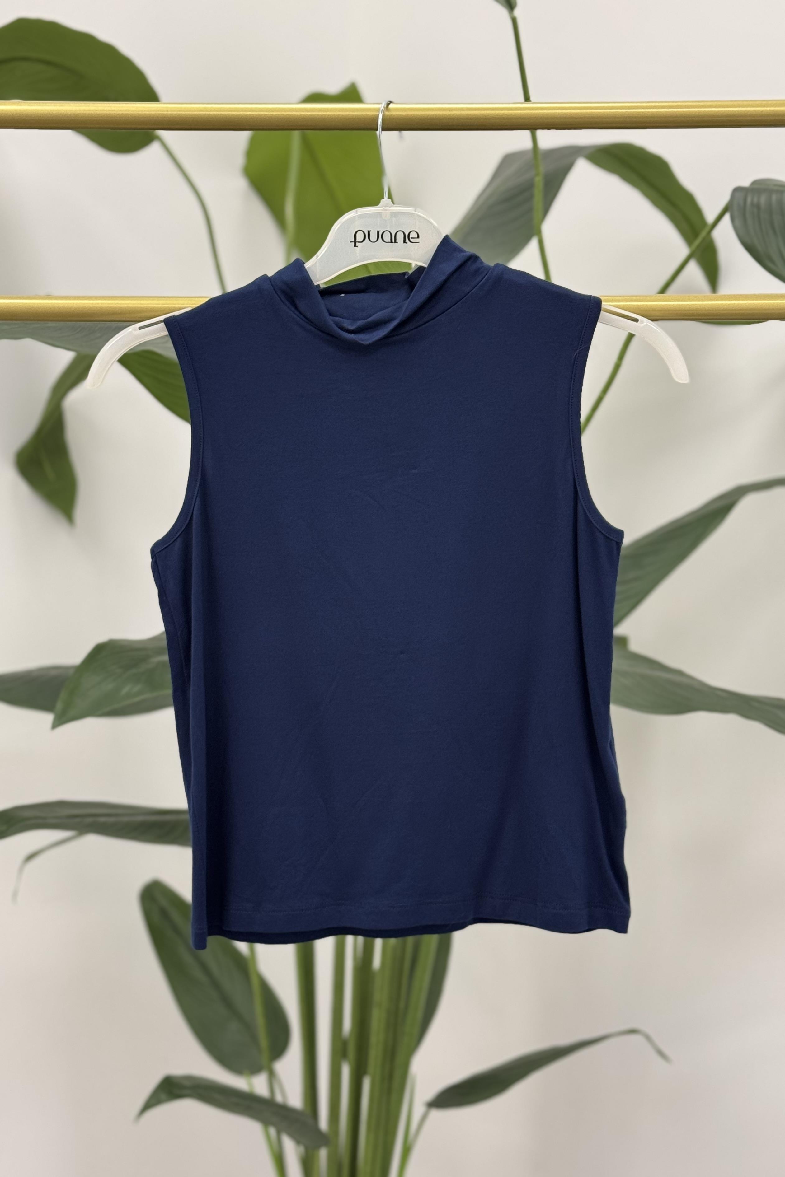 PUANE Sıfır Kol Balıkçı Yaka Tshirt İçlik 40005 - F.Navy Sıfır Kol Balıkçı Yaka Tshirt İçlik 40005 - Bilen Giyim İçlik 