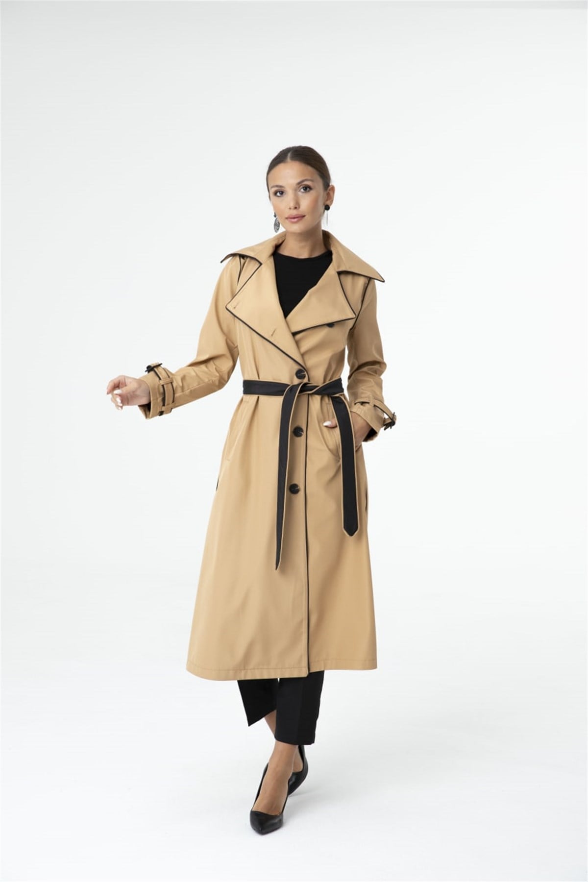 SOUL Şerit Detaylı Trençkot 25121 - Camel  Kap