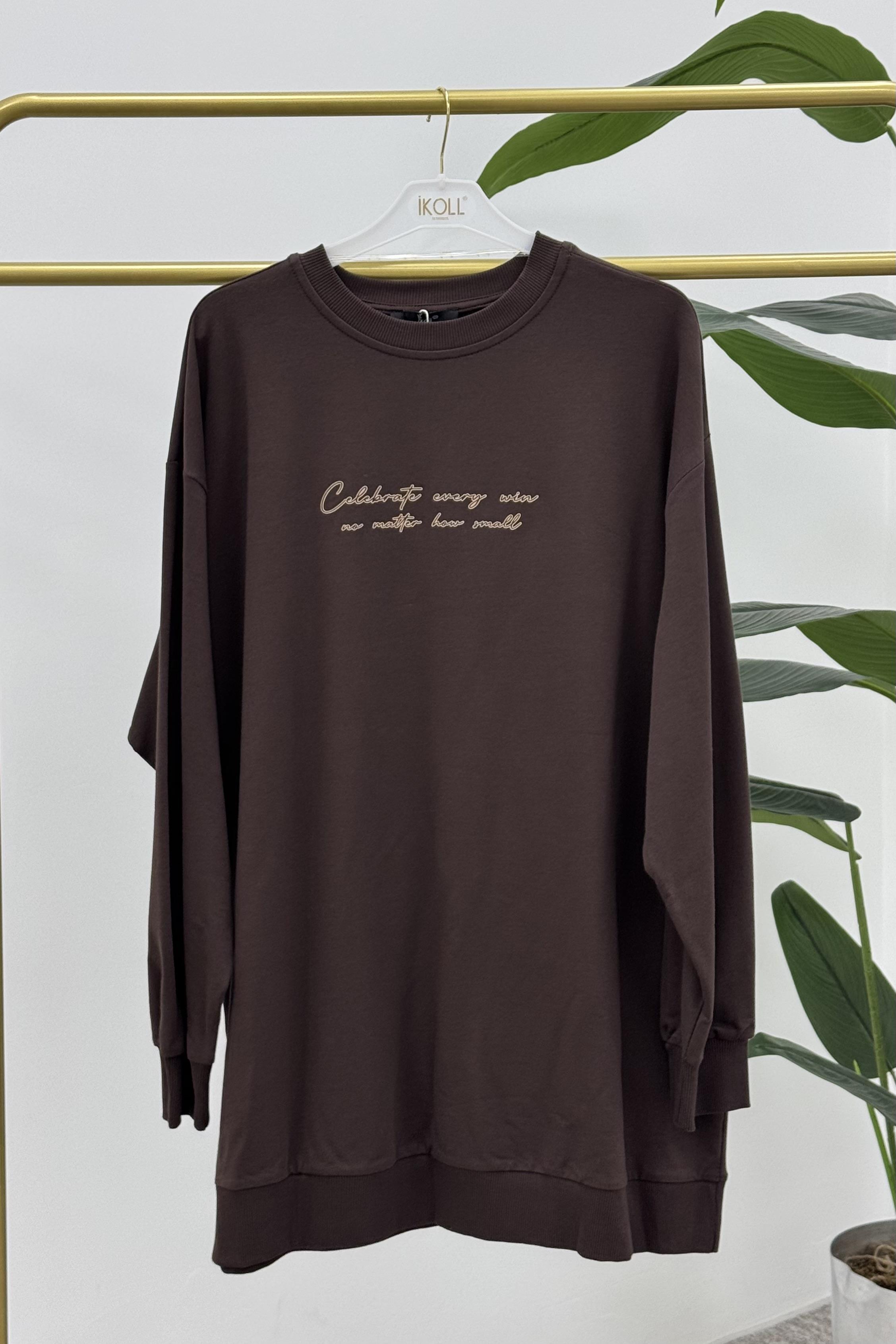 İKOLL Tonlamalı Yüksek Baskı Basic Tunik 0034120 - Kahve Tonlamalı Yüksek Baskı Basic Tunik 0034120 - Kahve - Bilen Giyim Tunik 