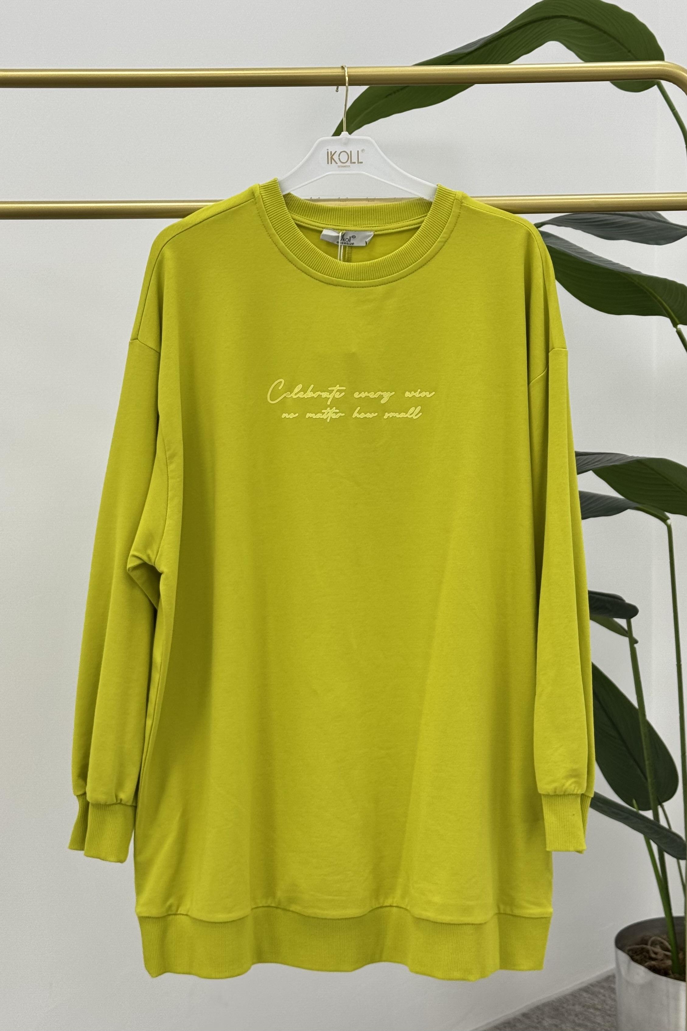 İKOLL Tonlamalı Yüksek Baskı Basic Tunik 0034120 - Lime Tonlamalı Yüksek Baskı Basic Tunik 0034120 - Lime - Bilen Giyim Tunik 