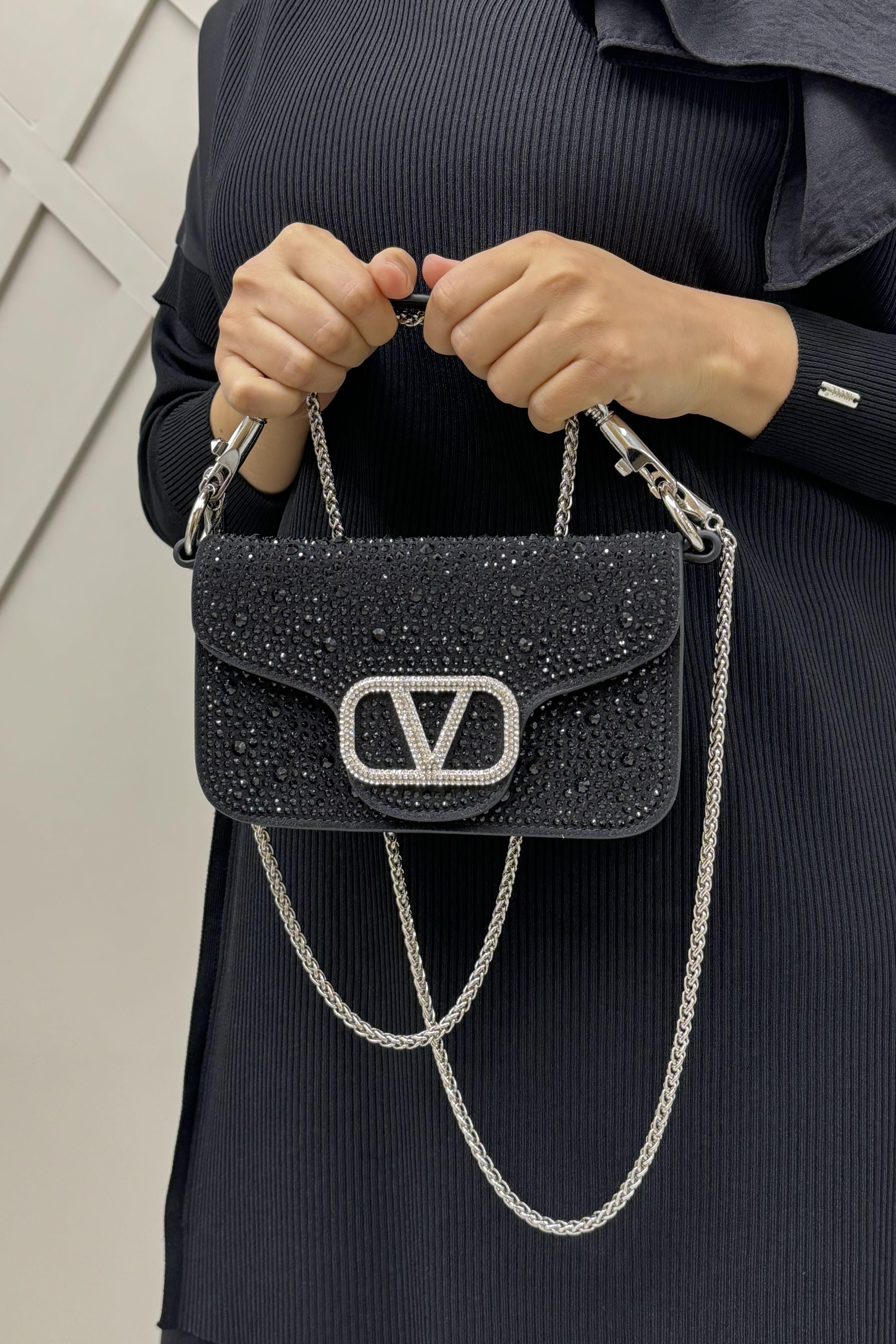 ÇÇS V Detay Taşlı Çanta 17341 - Siyah  Çanta