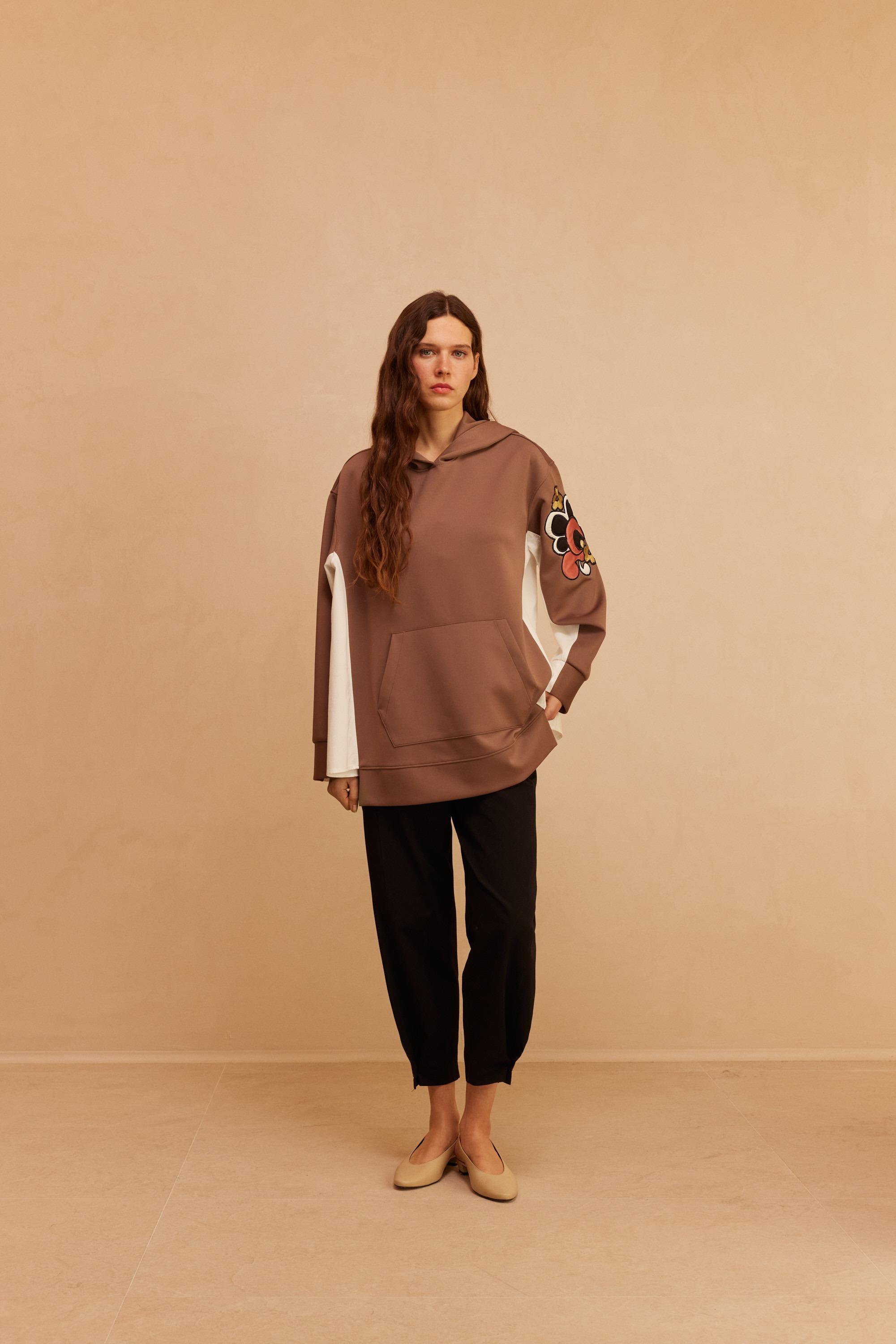 VENÖVE Venöve 24Ssswe0003 Hoodie Sweat - Vizon  Tunik 