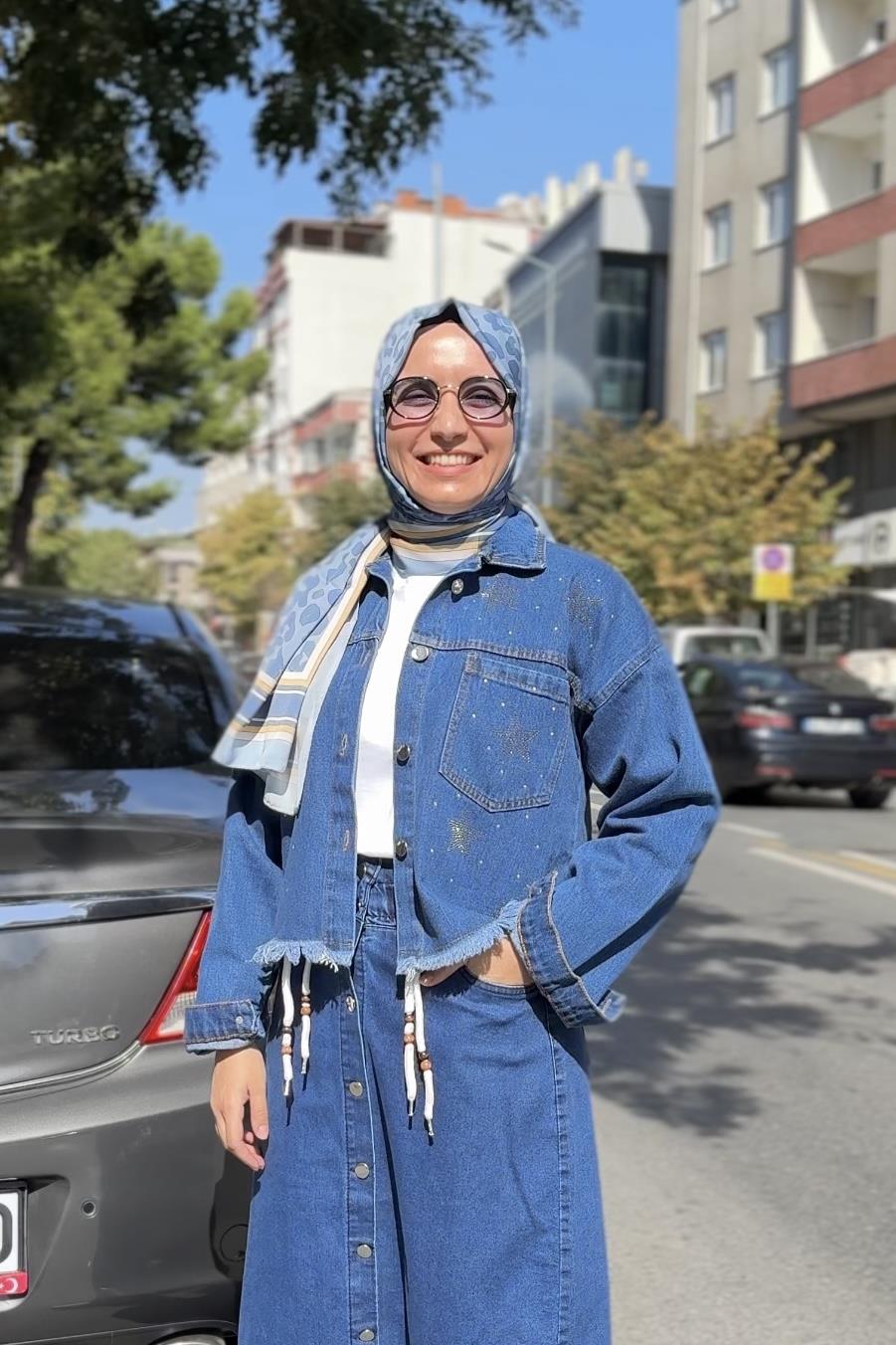 NEFİSE Yıldız Taşlı Kıısa Ceket 2409082 - Mavi  Ceket 