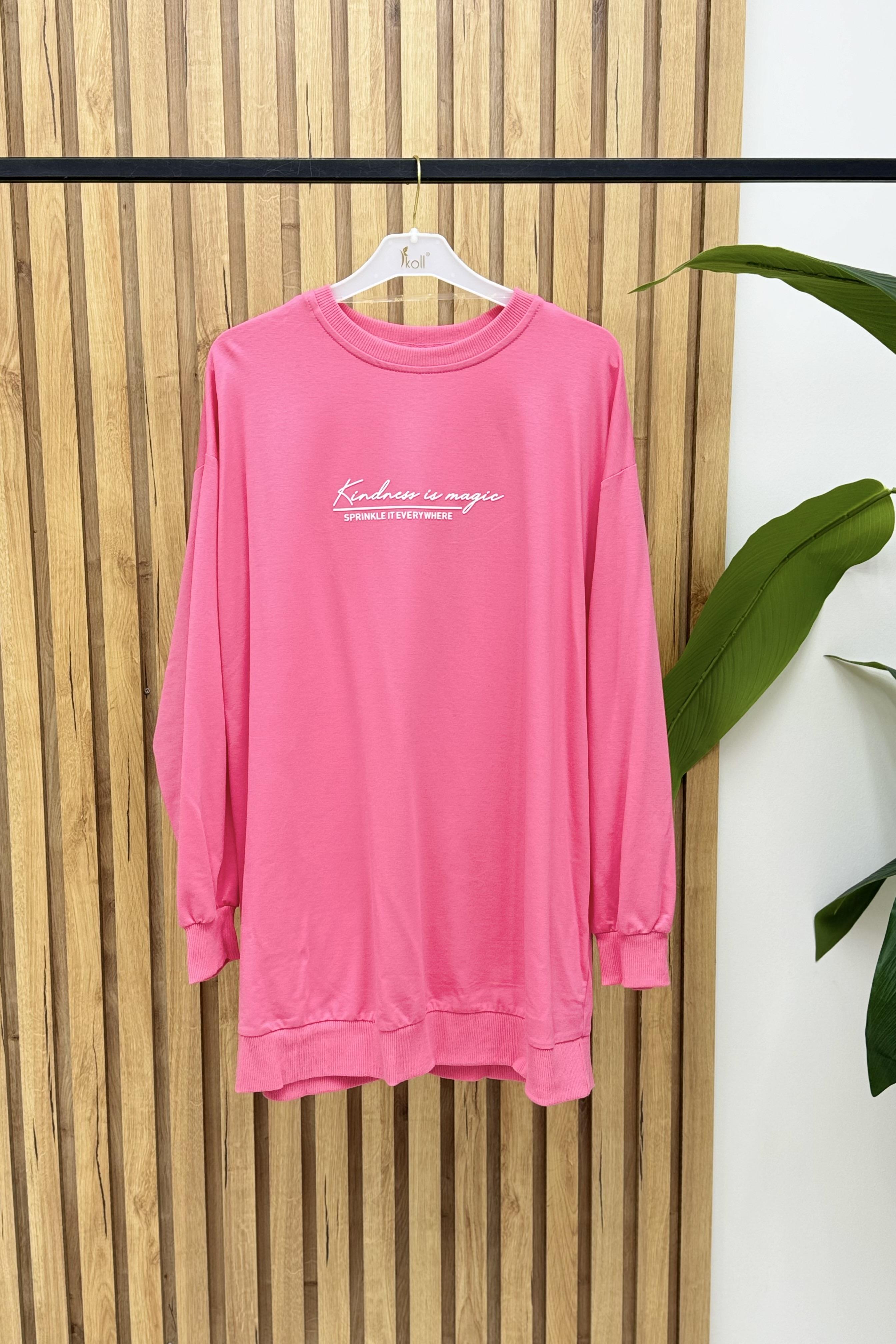İKOLL Yüksek Baskılı Basıc Tunik 0032345 - Pembe  Tunik