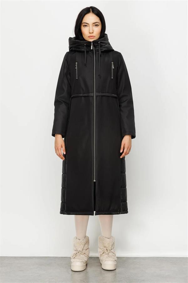 Micca 232541M Zamansız İçi Dolgulu Spor Manto Kaban - Siyah