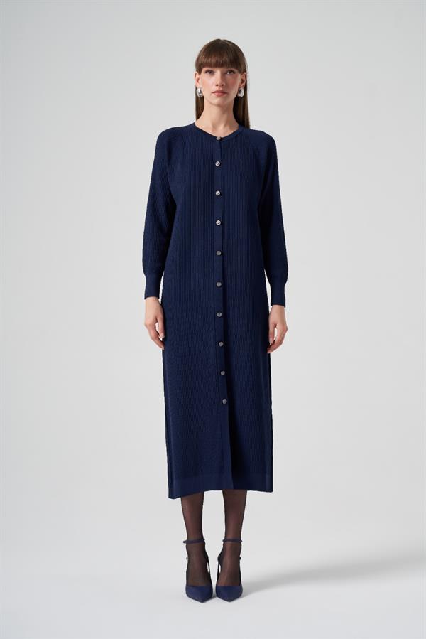 5万 ワンピース Architecture Lunaire 2 230 Nuss 1110 Kendinden Çizgili Merserize Uzun Boy Hırka - Lacivert