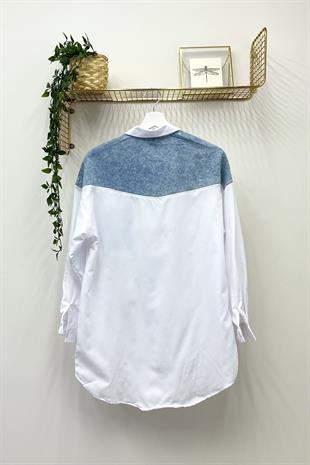 HADİSE Taş Detaylı Gömlek 4642 - Beyaz  Bluz & Gömlek