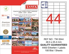 Tanex Tw-2044 Beyaz Etiket 48.5 x 25.4 mm