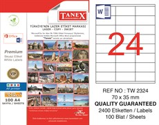 Tanex Tw-2324 Beyaz Etiket 70 x 35 mm