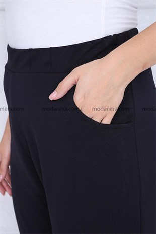 Siyah Beli Lastikli Pantolon