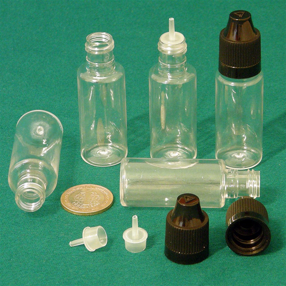 20 ml Şeffaf, İnce Damlalıklı, Bastır Çevir Kapaklı Şişe