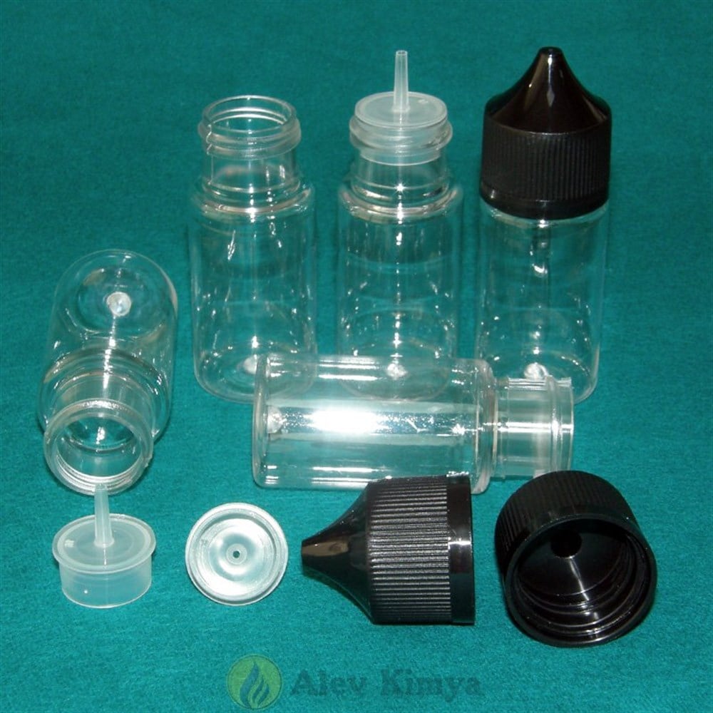 30 ml Şeffaf, İnce Damlalıklı, Bastır Çevir Kapaklı Pet Gorilla Şişe