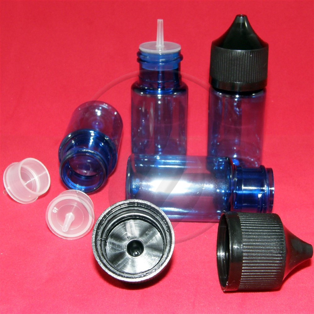 30 ml Yarı Saydam Mavi, İnce Damlalıklı, Bastır Çevir Kapaklı Pet Gorilla Şişe