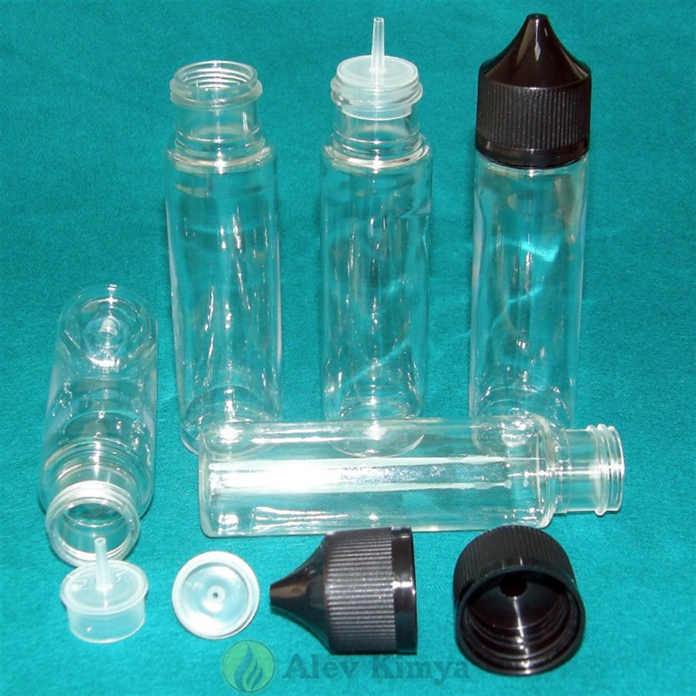 60 ml Şeffaf, İnce Damlalıklı, Bastır Çevir Kapaklı Pet Gorilla Şişe
