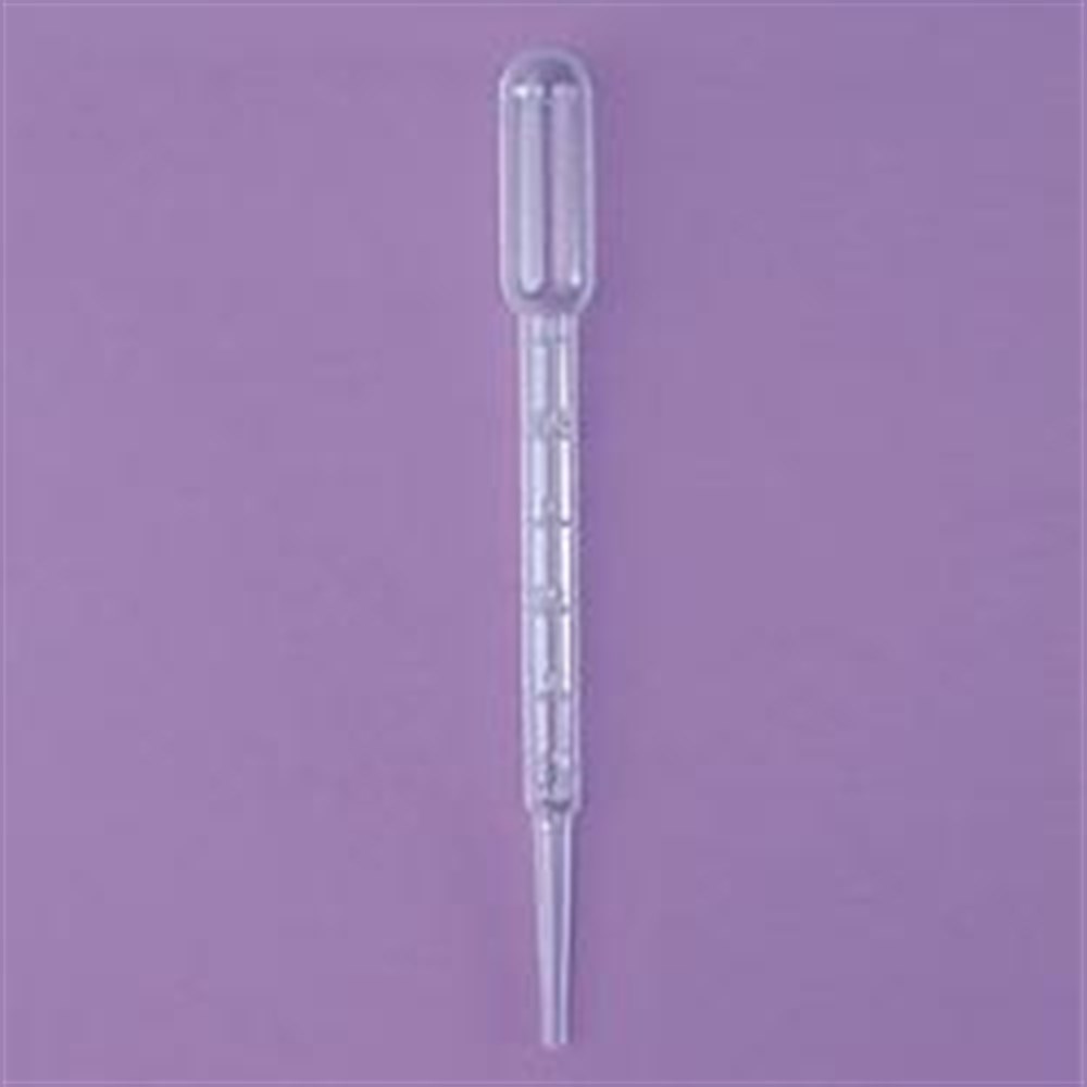 Pastör Pipeti, Hacim 3 ml, Uzunluk 150 mm, Taksimatlı, 26 damla/ml, 20 lik poşette steril - 1 Pakette 100 Adet