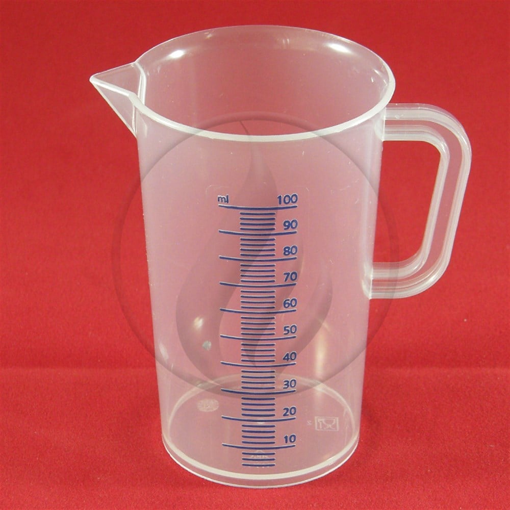 PP Kulplu Beher, Mavi Taksimatlı, Uzun Form, 100 ml