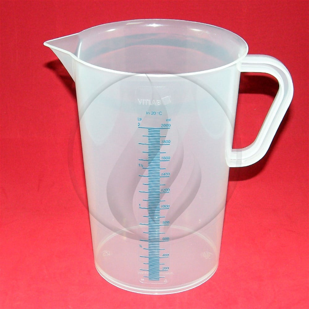 PP Kulplu Beher, Mavi Taksimatlı, Uzun Form, 2000 ml