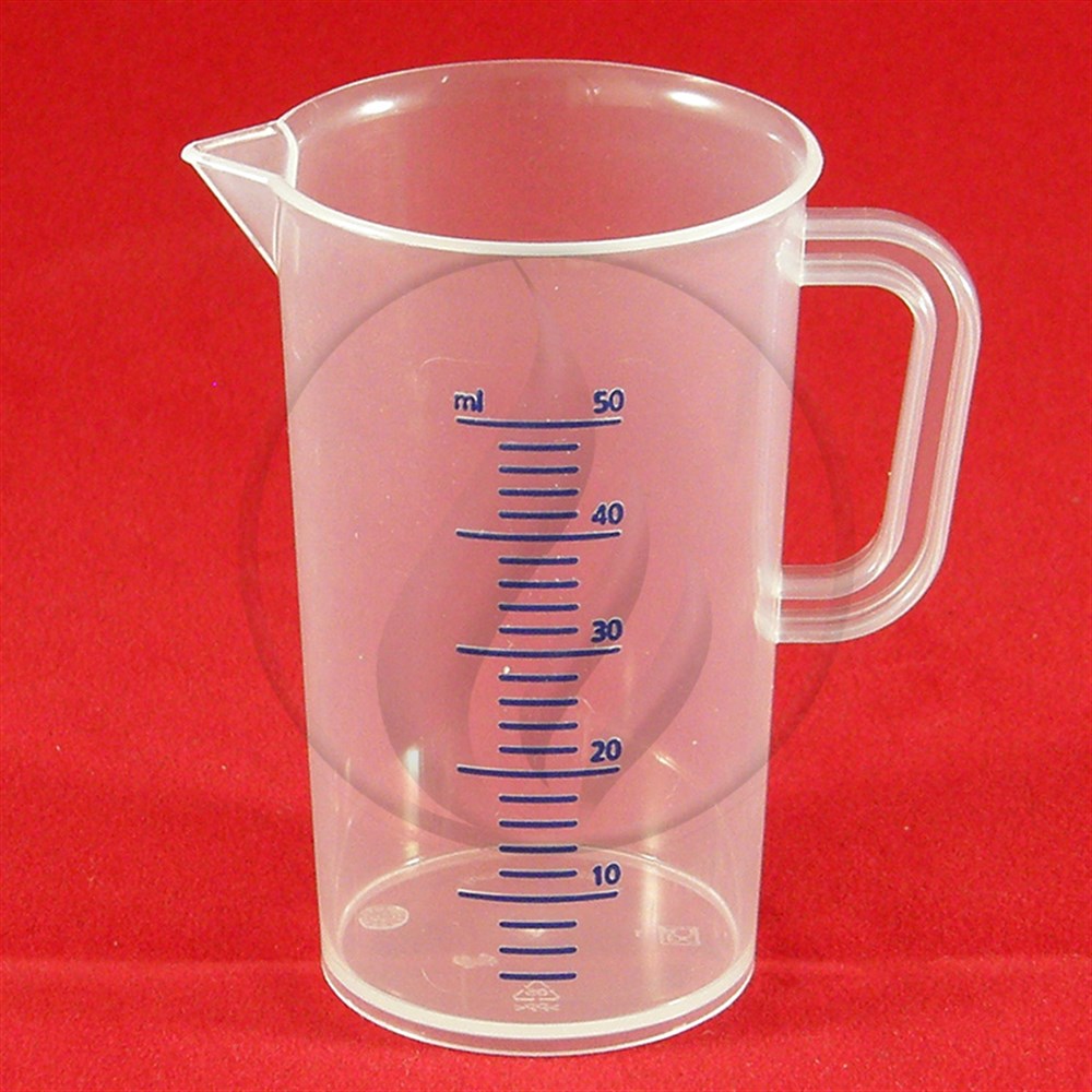 PP Kulplu Beher, Mavi Taksimatlı, Uzun Form, 50 ml