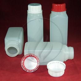 HDPE250 ml Dikdörtgen Tabanlı, Yarı Şeffaf HDPE Gövdeli, Beyaz/Kırmızı Sızdırmaz Kapaklı, Güvenlik Halkalı Şişe250mlHDPEDkdrgn