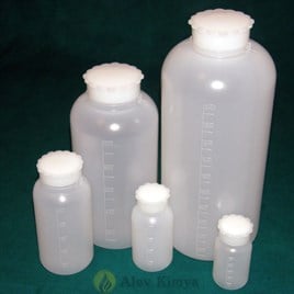 LDPE Şişe, Silindirik, Taksimatlı, Contalı Kapak, Geniş Boyunlu, 1000 ml