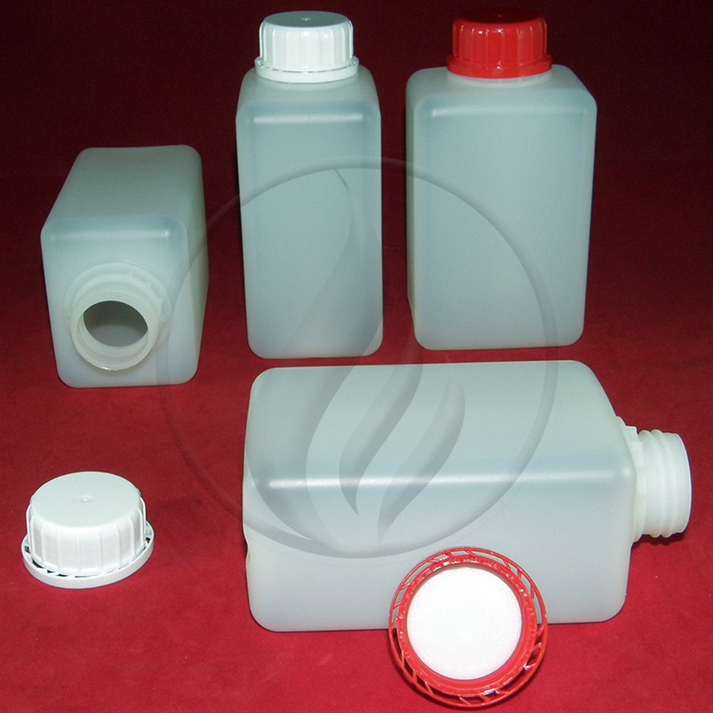 HDPE10 Adet Dikdörtgen Tabanlı, Yarı Şeffaf HDPE Gövdeli, Beyaz/Kırmızı Sızdırmaz Kapaklı, Güvenlik Halkalı 500 ml ŞişeHDPEDkdrgn500