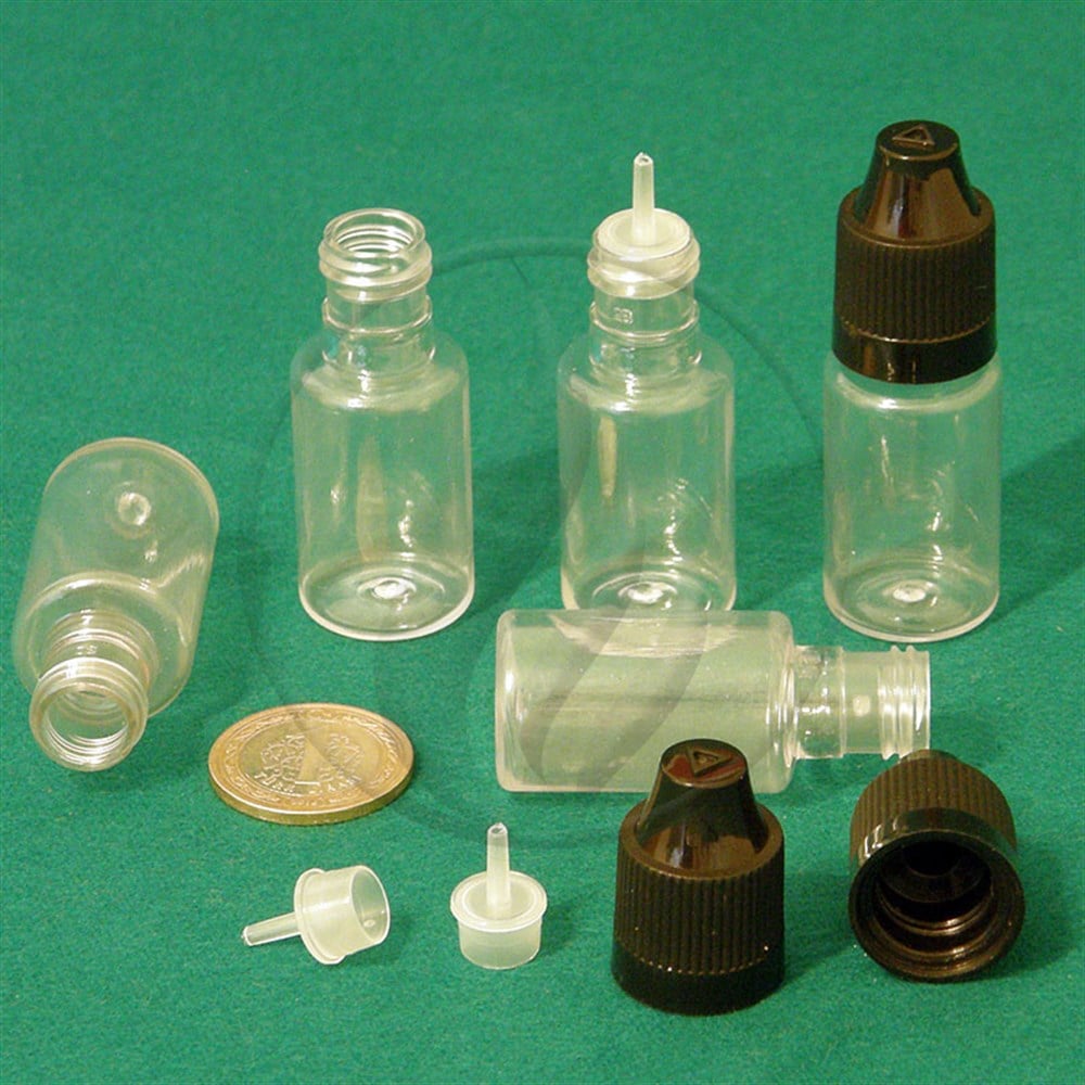 12 ml Şeffaf, İnce Damlalıklı, Bastır Çevir Kapaklı Şişe