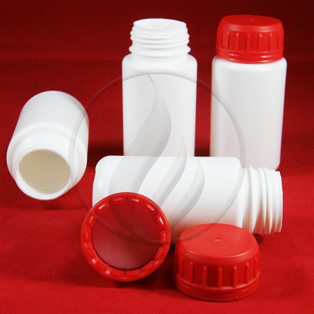 HDPE125 ml Beyaz, Geniş Ağızlı, Sızdırmaz Kapaklı, Güvenlik Halkalı Sert ŞişeHDPE125ml-01