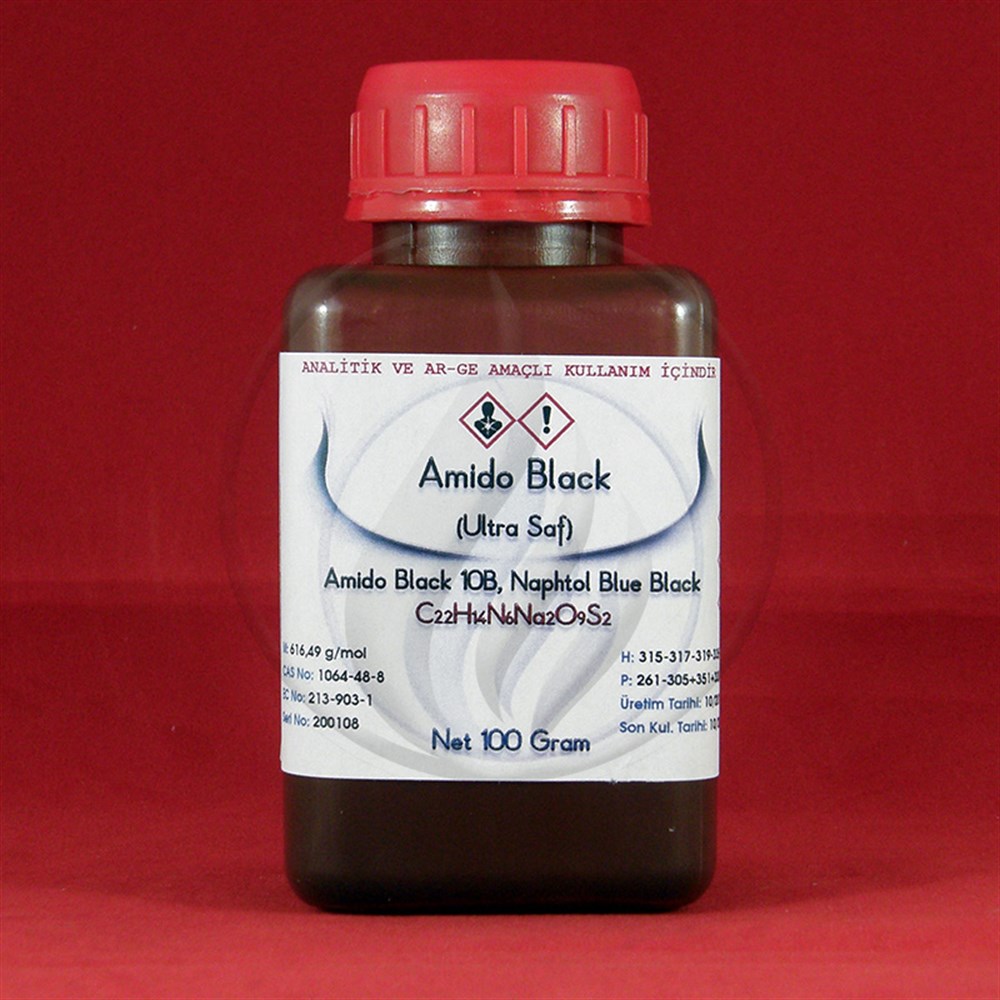 Alev KimyaAmido Siyahı - Amido Black (CI 20470) - Ultra Saf – Elektroforez Ve Redoks İndikatör - 100 GrAKIAB0.1
