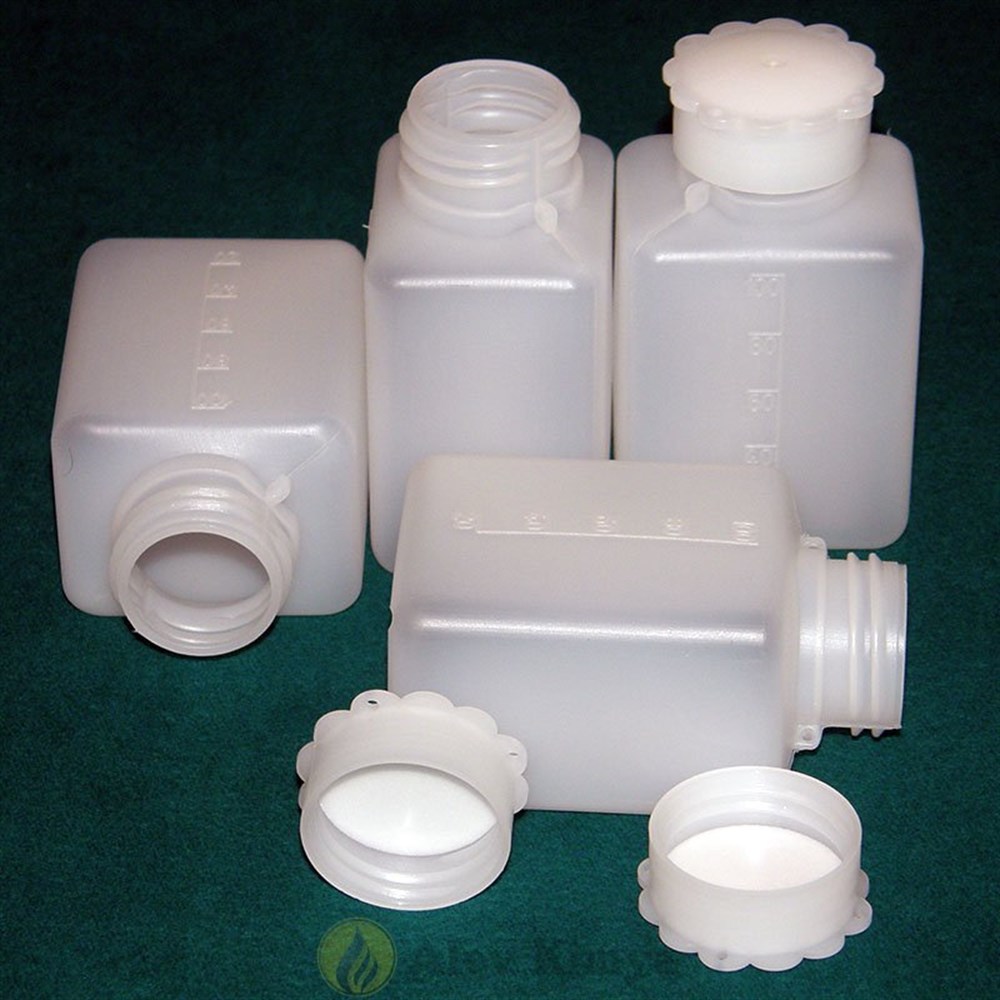 HDPE Şişe, Kare, Taksimatlı, Contalı Kapak, 100 ml