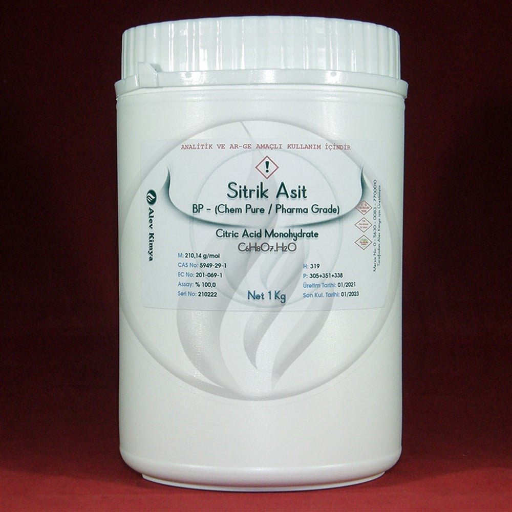 Alev KimyaSitrik Asit Monohidrat .H2O BP - Pharma Grade [5949-29-1]AKSAM