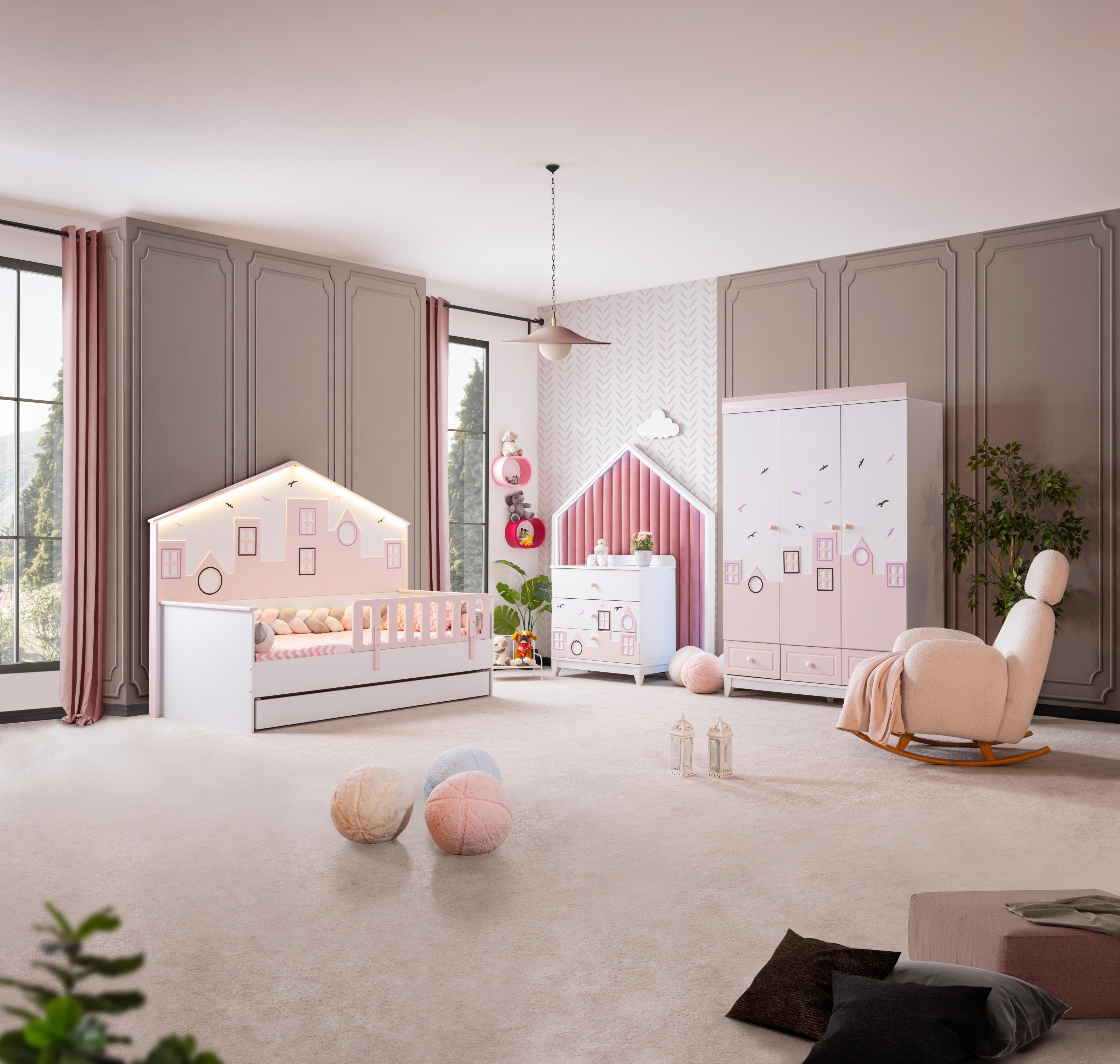 Dekorbizden City Pembe Montessöri Çocuk Odası Takımı