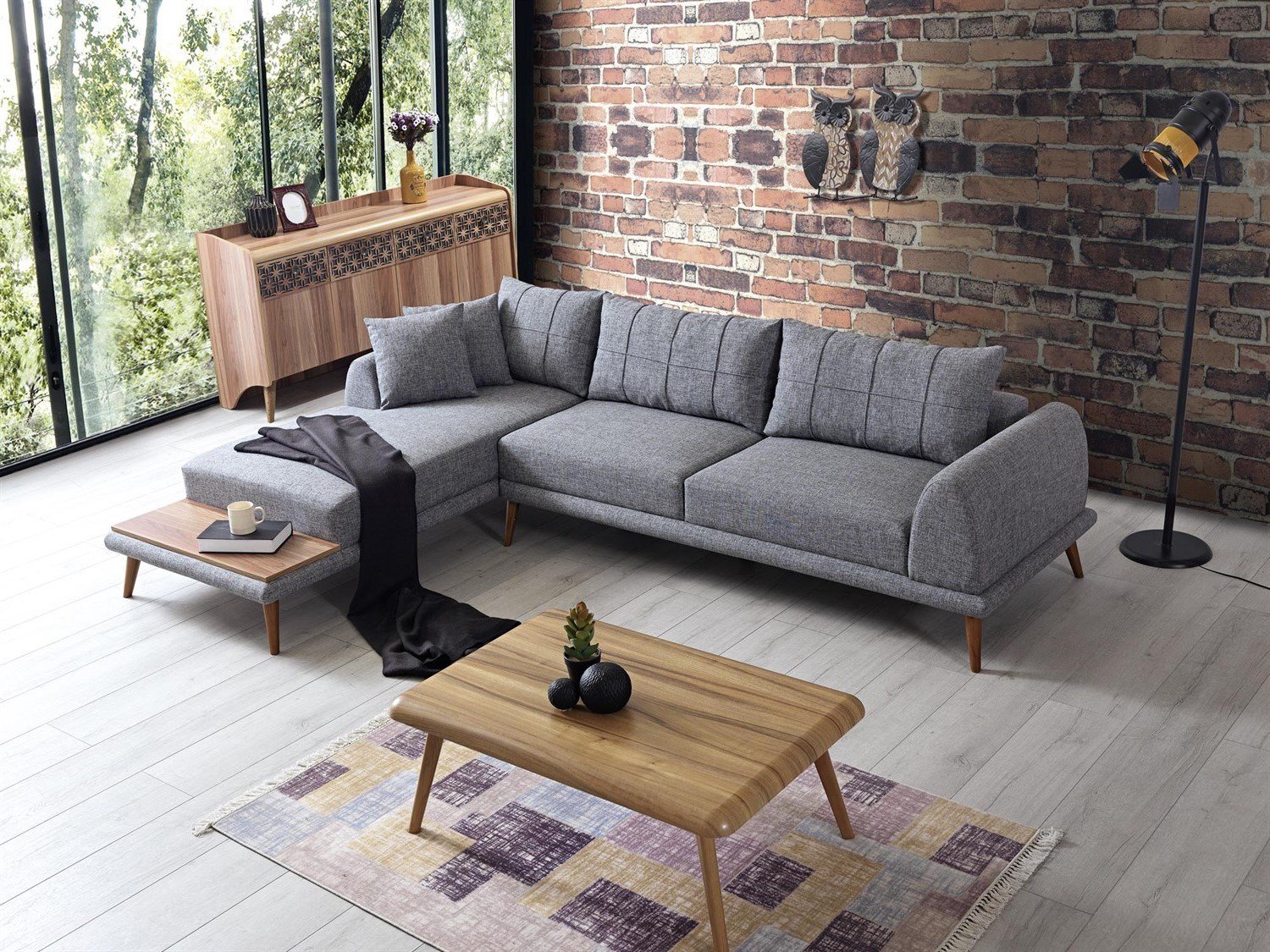 Retro Köşe Koltuk Keten 45