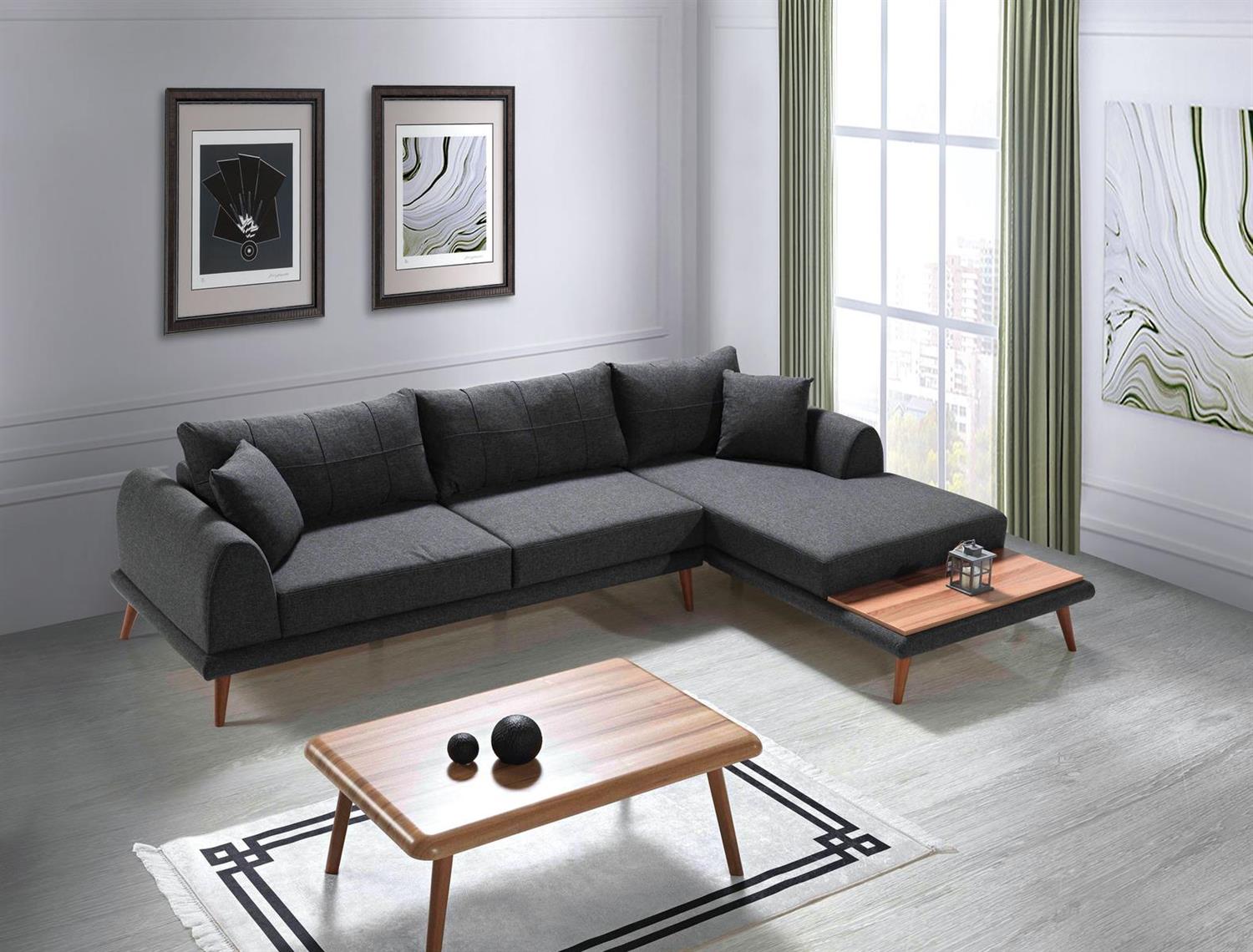 Retro Köşe Koltuk Keten 47  sol