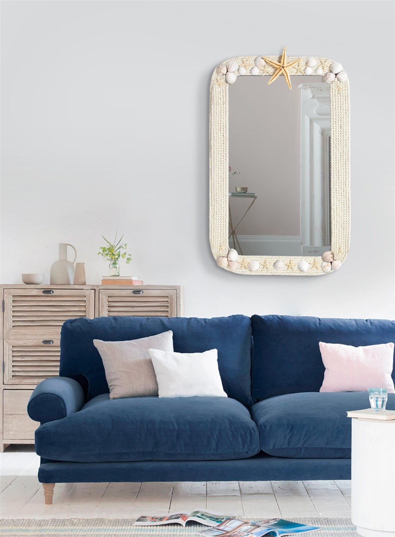 Deniz Kabuklu Kordon Jut Halatlı Ayna 10