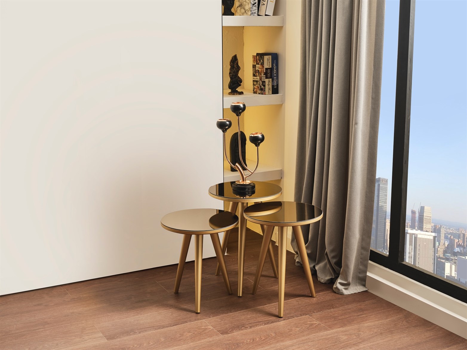 Gold Aynalı Zigon Sehpa