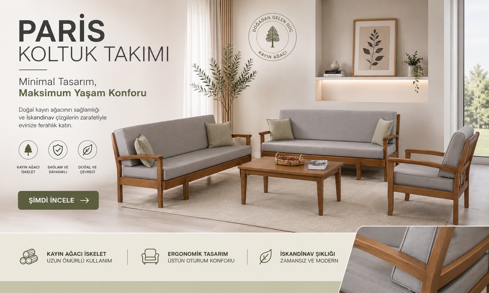 İskandinav Paris Koltuk Takımı YATAKSIZ 