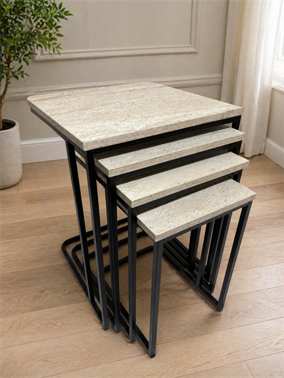 Metal Ayak 4'lü Zigon Sehpa -03