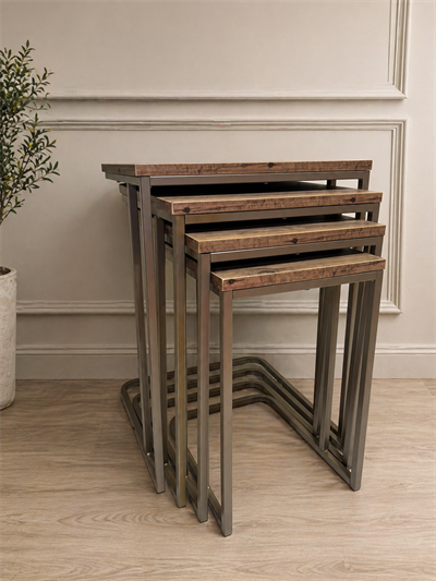 Metal Ayak 4'lü Zigon Sehpa -05