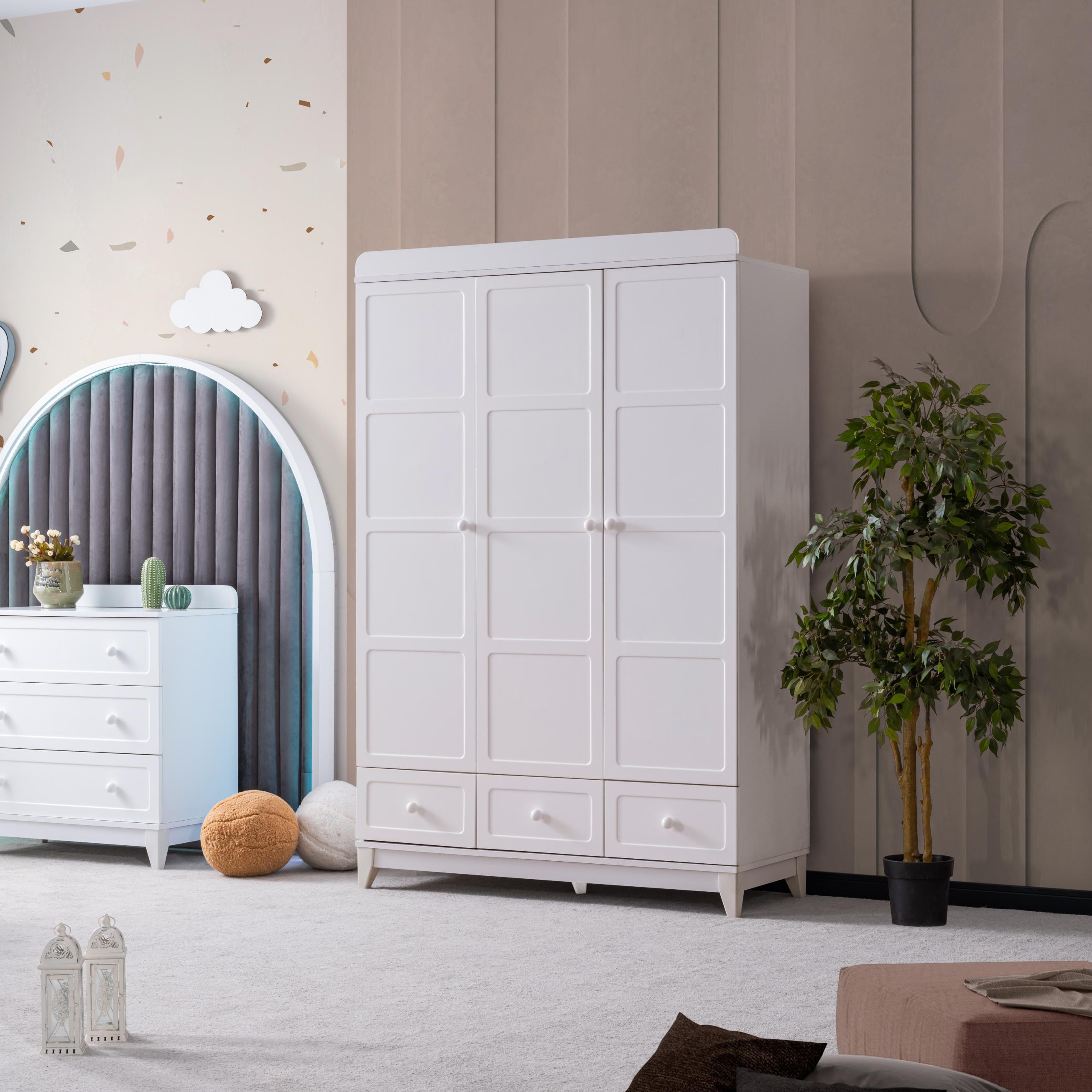 Dekorbizden Berlin Beyaz Çocuk Odası Gardırop