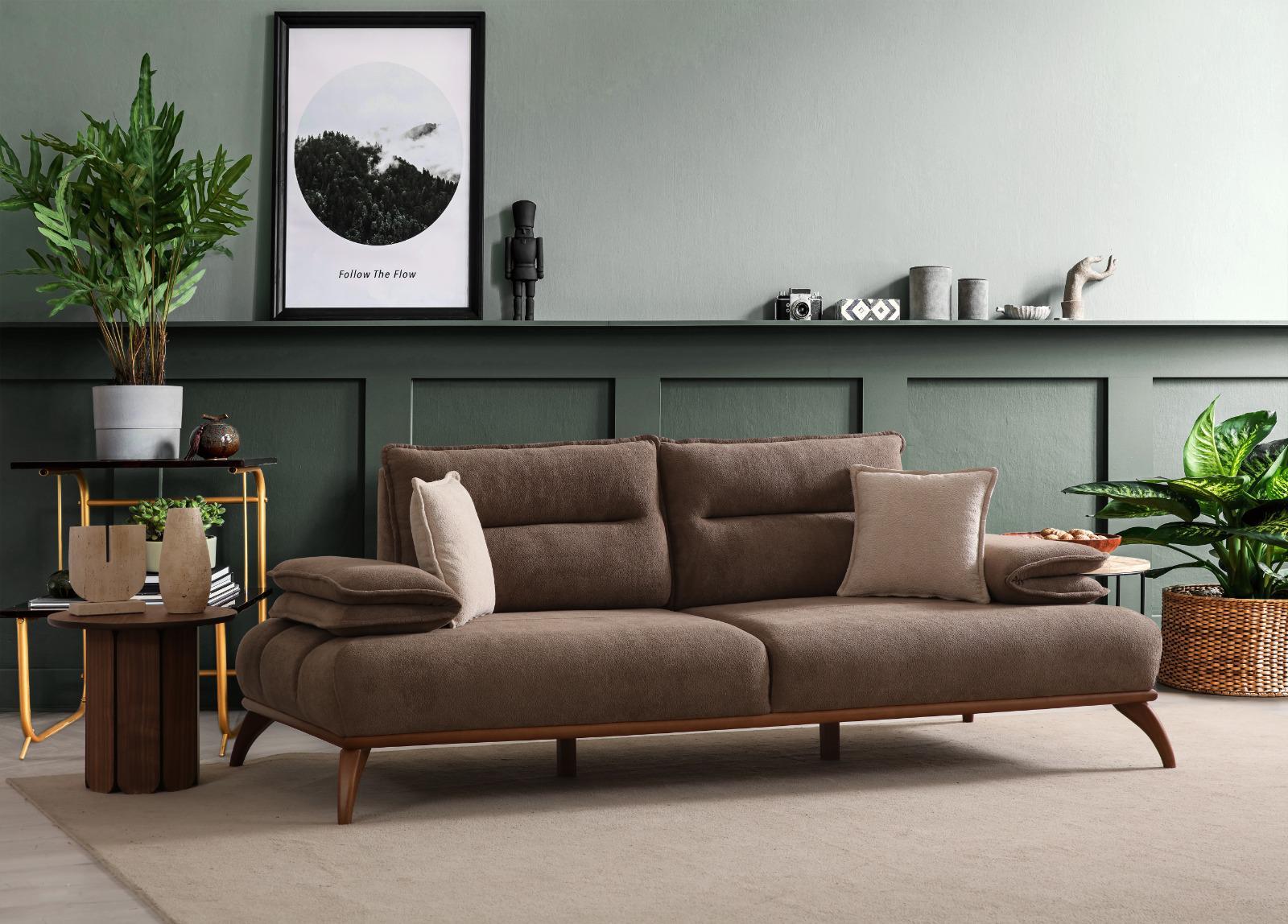 Dekorbizden Cayenne Üçlü Koltuk Kahve